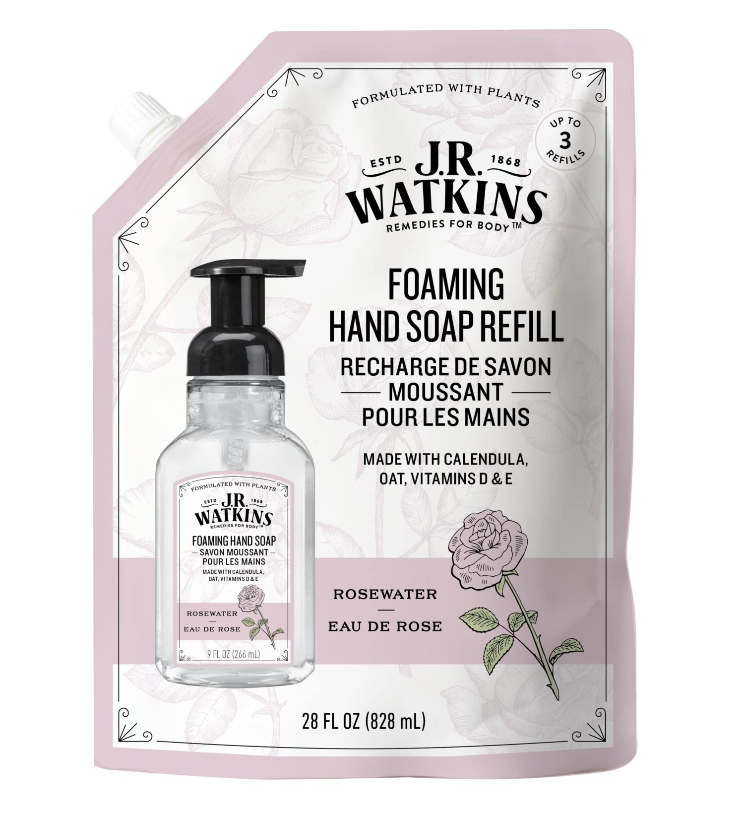 J.R. Watkins Rosewater Foaming Hand Soap Refill Pouch 828 mL Rose 828 ml (Pack of 1) - Buy Online on SooperMarket.com
