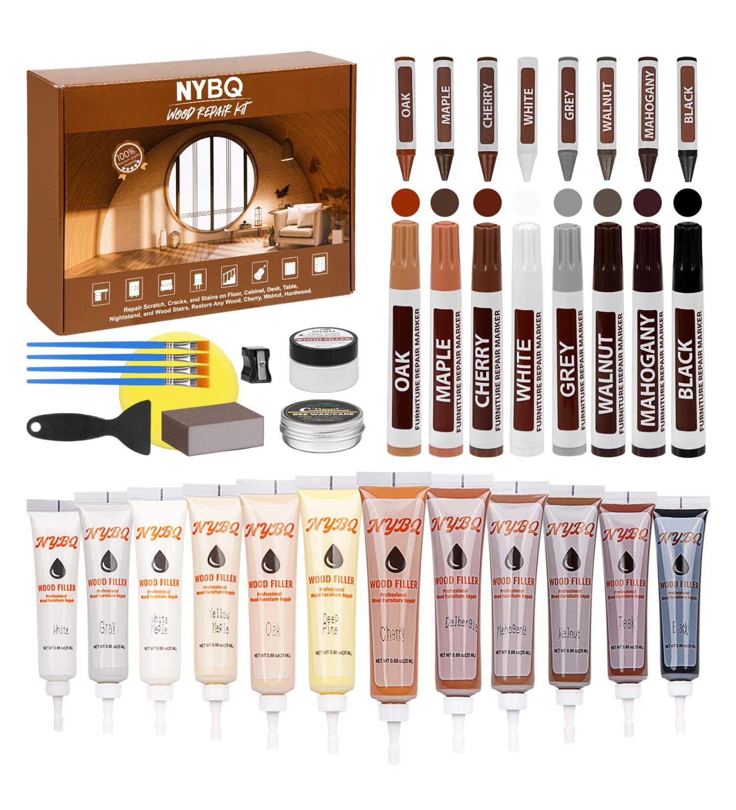 Wood Furniture Repair Kit - 41 Piece Laminate & Vinyl Floor Repair Set for Scratches Cracks & Touch-Ups | Restore Hardwood Tables Doors & Cabinets - Buy Online on SooperMarket.com