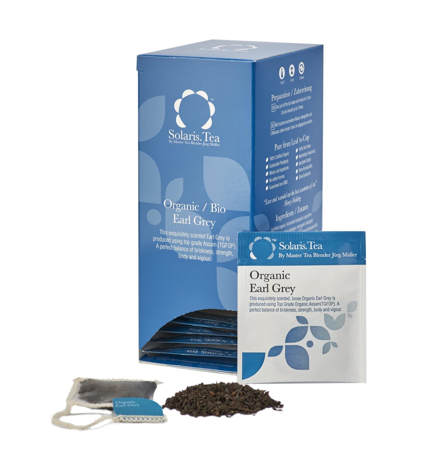 Solaris Tea Organic Earl Grey - 40 Silk Tea Bags (1 x 60g) | Premium Loose Leaf Tea for International Shipping - Buy Online on SooperMarket.com