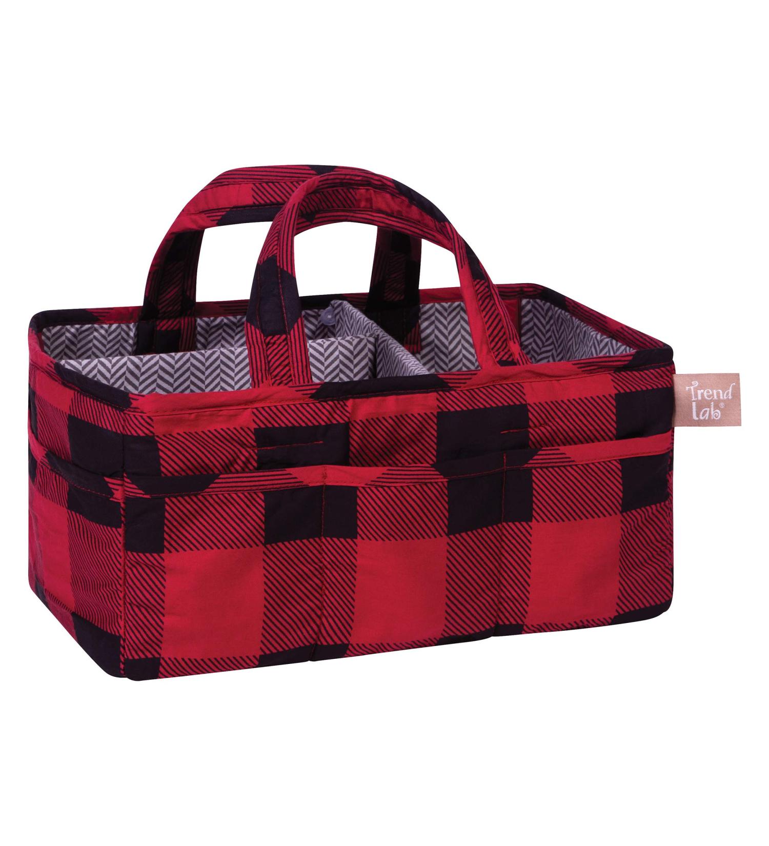 Trend Lab Red Buffalo Check Storage Caddy for Baby Nursery | Diaper Organizer 12x6x8 | Changing Table Accessories - Buy Online on SooperMarket.com