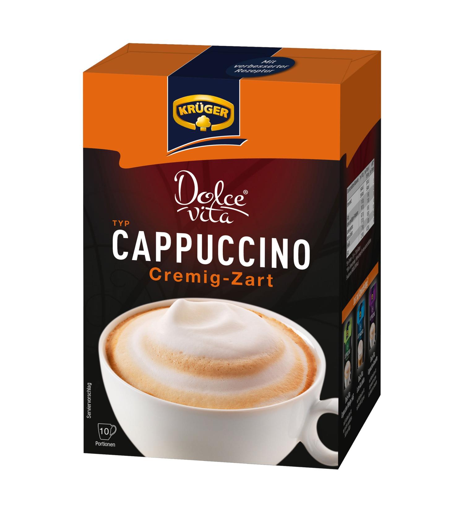 Kr ger Dolce Vita Cappuccino - Creamy Milk Coffee | 10 Instant Portion Bags for International Shipping - Buy Online on SooperMarket.com