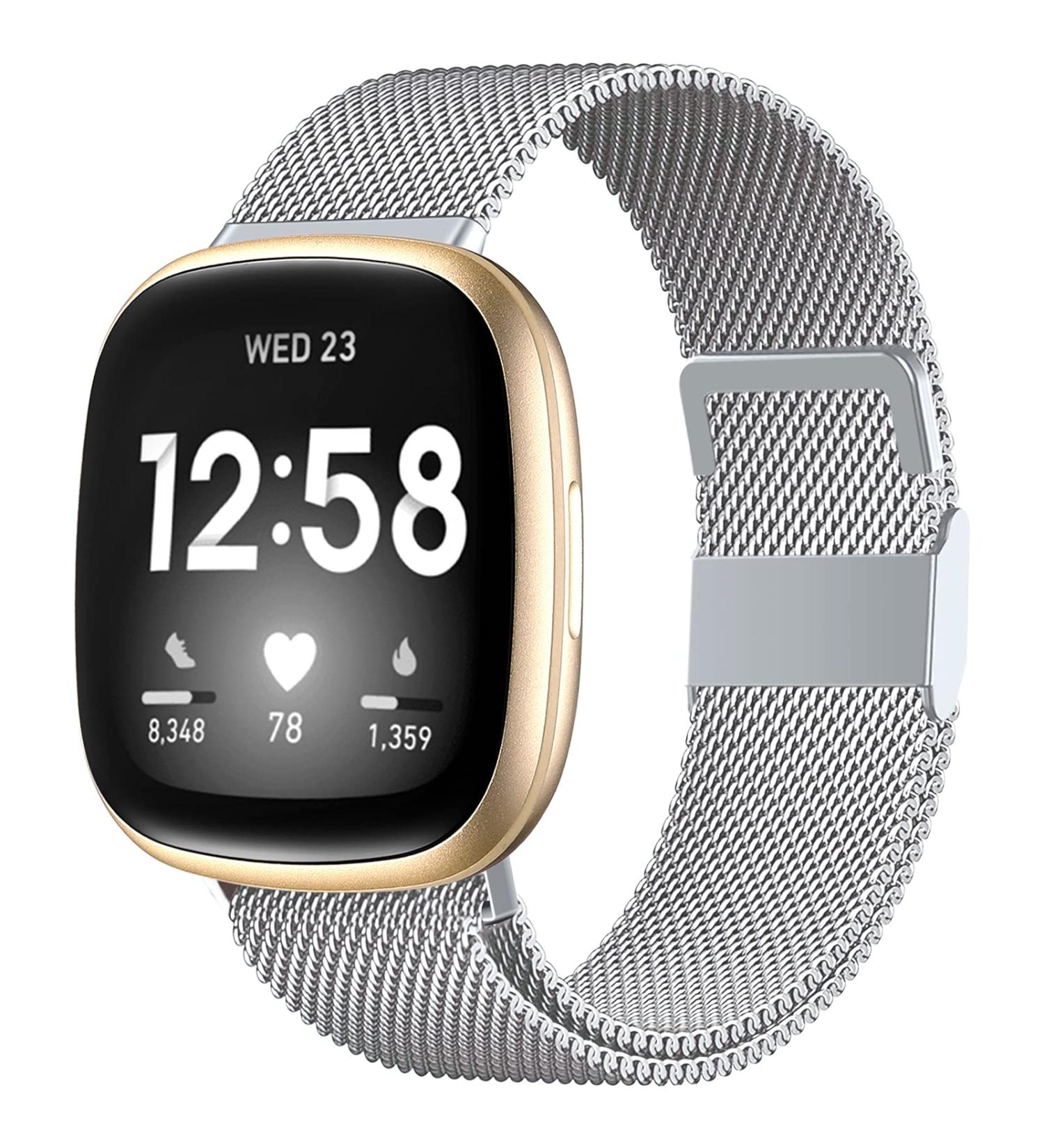 Stainless Steel Mesh Band for Fitbit Versa 3, Sense, Versa 4 - Small Silver - 5.5-7.5 - Buy Online on SooperMarket.com