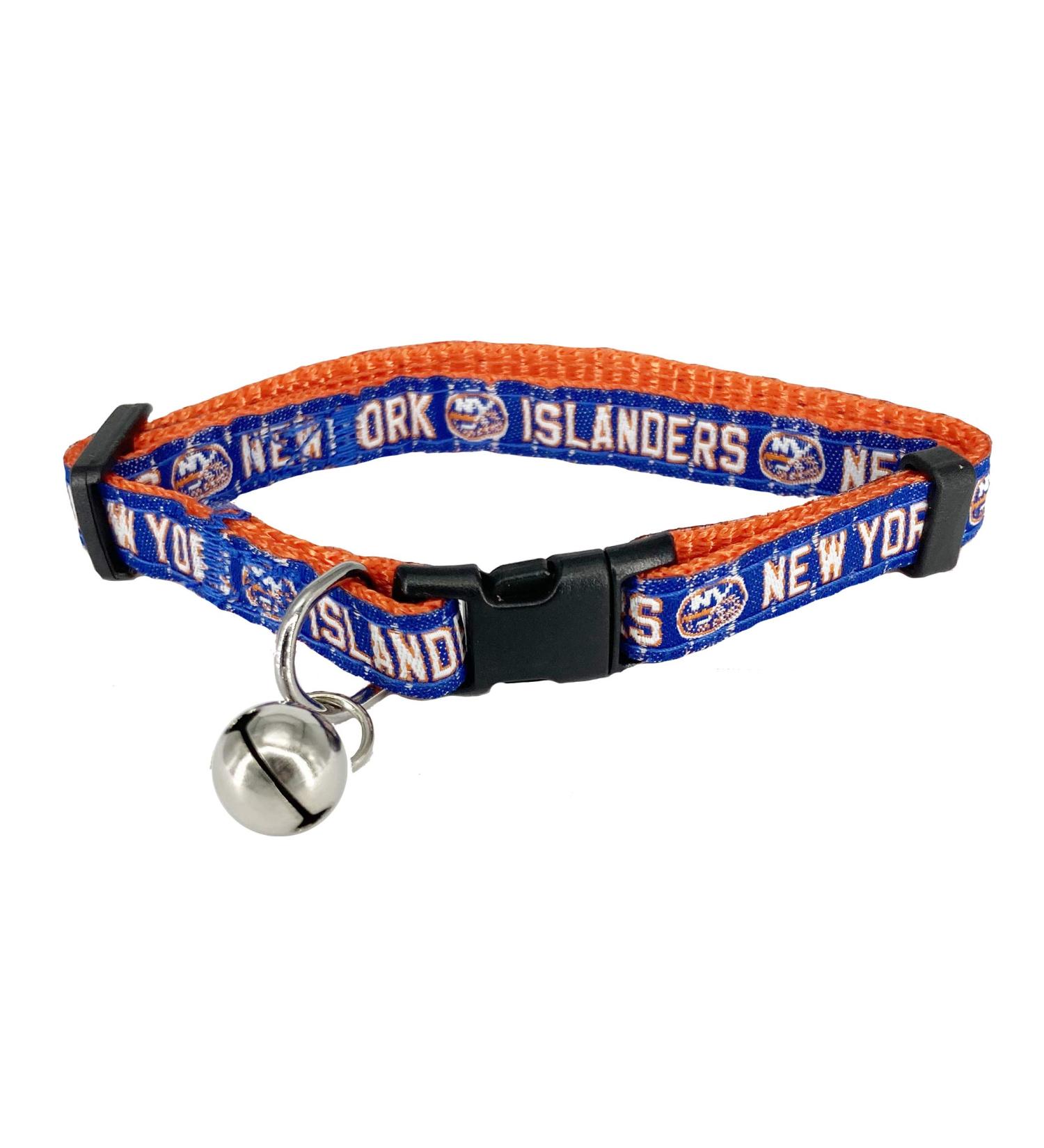 Pets First NHL New York Islanders CAT Collar Adjustable Break-Away Collar for Cats with Licensed Team Name & Logo. Cute & Fashionable Hockey Sports Cat Collar with Metal Jingle Bell (ISL-5010)