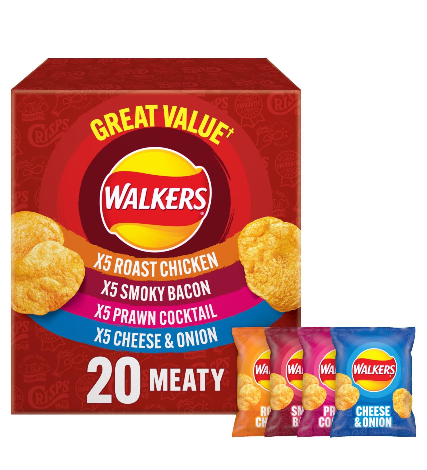 Walkers Meaty Variety Multipack Crisps Box 20x25 g 500 g (Pack of 1) - Buy Online on SooperMarket.com