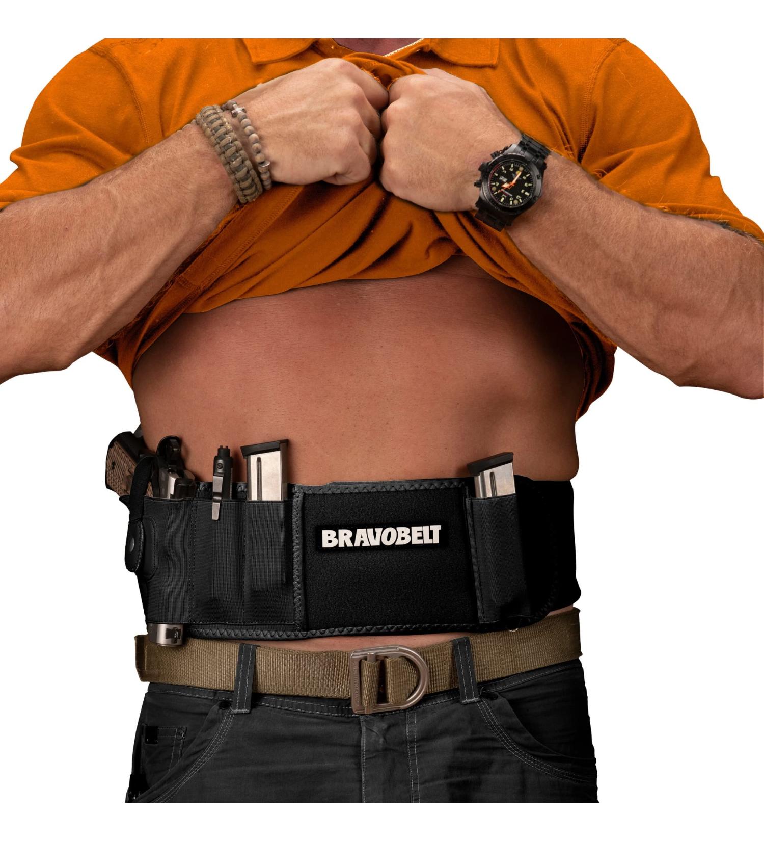 BravoBelt Belly Band Holster for Concealed Carry - Athletic Flex Fit for Running, Jogging, Hiking - Glock 17-43 Ruger S&W M&P 40 Shield | Men & Women - Black Standard (Up to 44 Belly) - Buy Online on SooperMarket.com