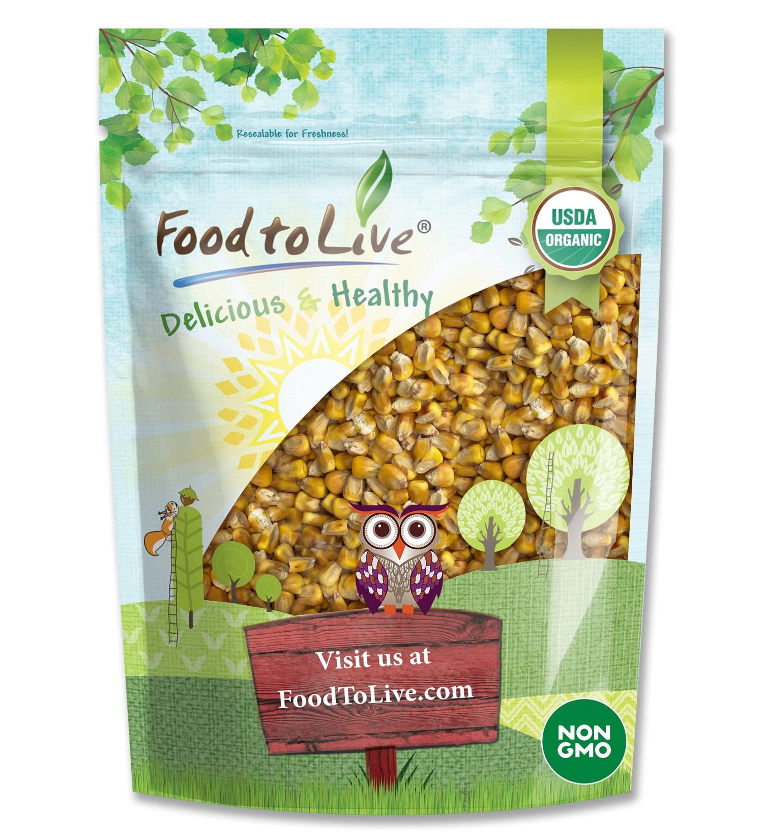 Organic Yellow Whole Corn 1.5 lbs - Non-GMO Maize, Vegan & Kosher Bulk Cereal Grain with B Vitamins - Thiamin & Folate - Buy Online on SooperMarket.com