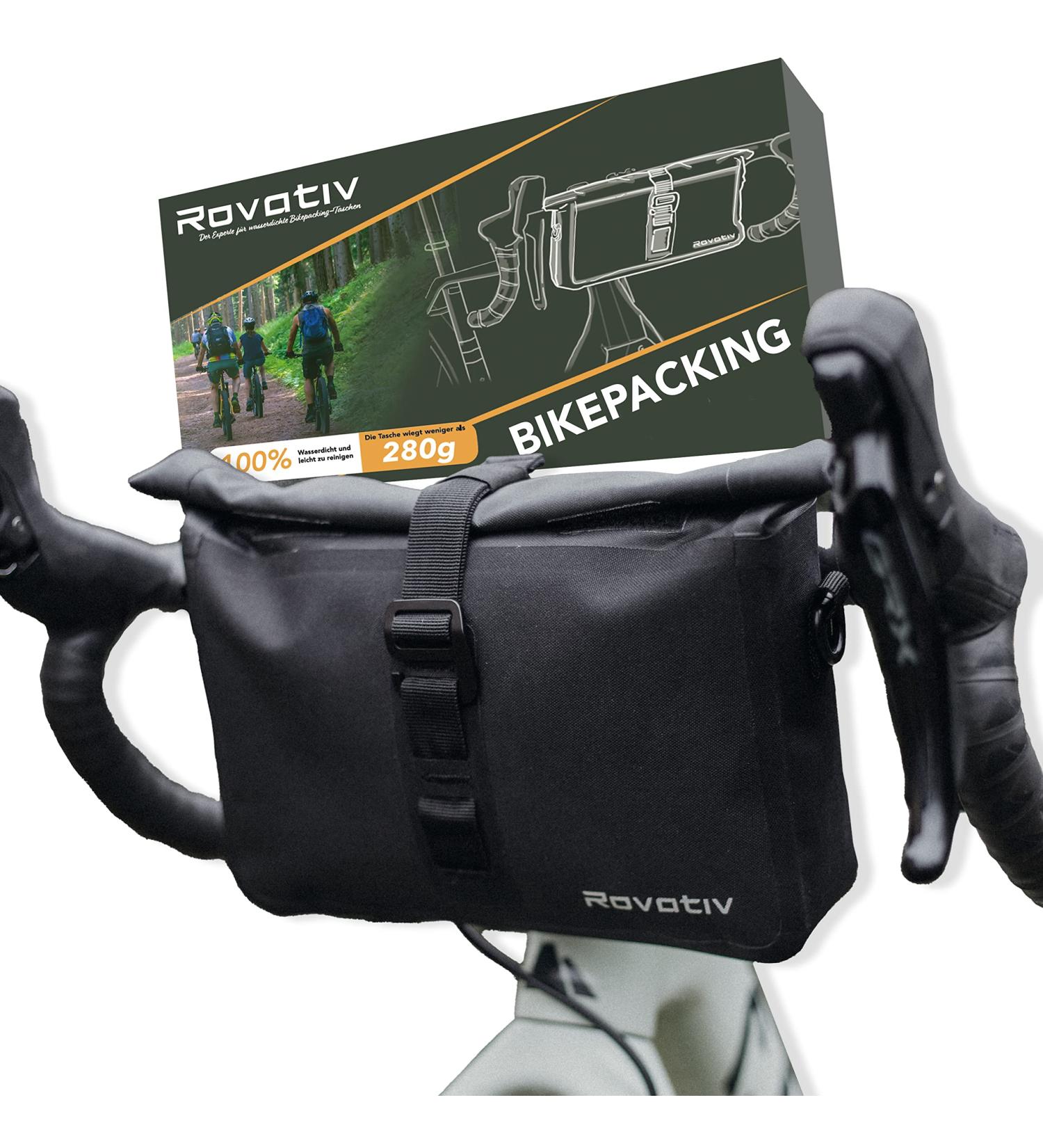 ROVATIV Bikepacking Lencher Page - 3L 100% Waterproof Handlebar Pack for Gravel Bike Rennrad & MTB - Versatile Bicycle Steering Bag with Shoulder Strap - Buy Online on SooperMarket.com