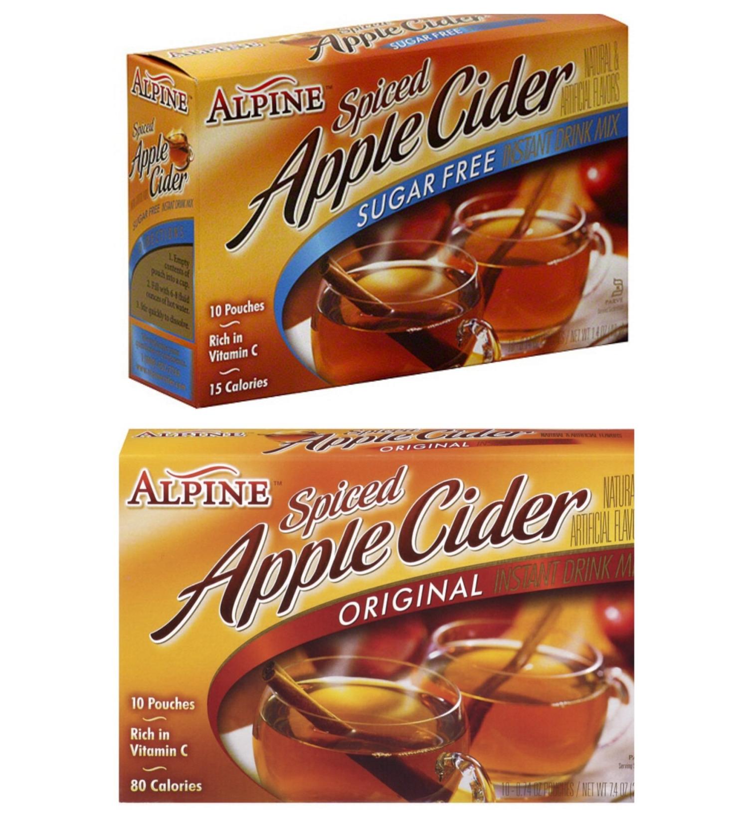 Alpine Spiced Cider Apple Bundle, 1 Original and 1 Sugar Free 10-count Box Each (2 Pack)