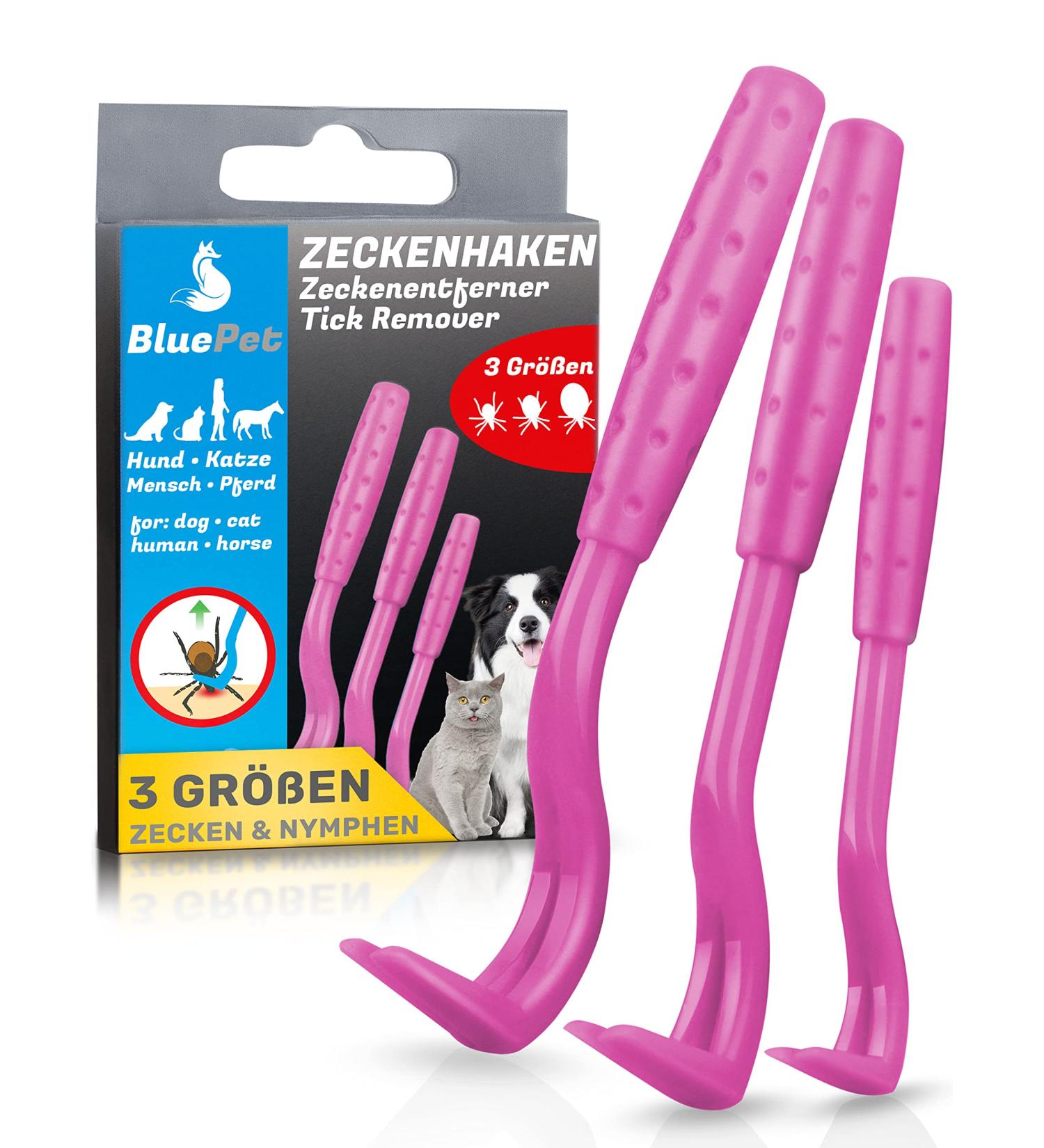 Bluepet 3 Set Tick Hooks for Dogs Cats Horses & Humans - Proven Tick Remover Alternative to Tweezers - Pink Tick Protection & Agent - Buy Online on SooperMarket.com