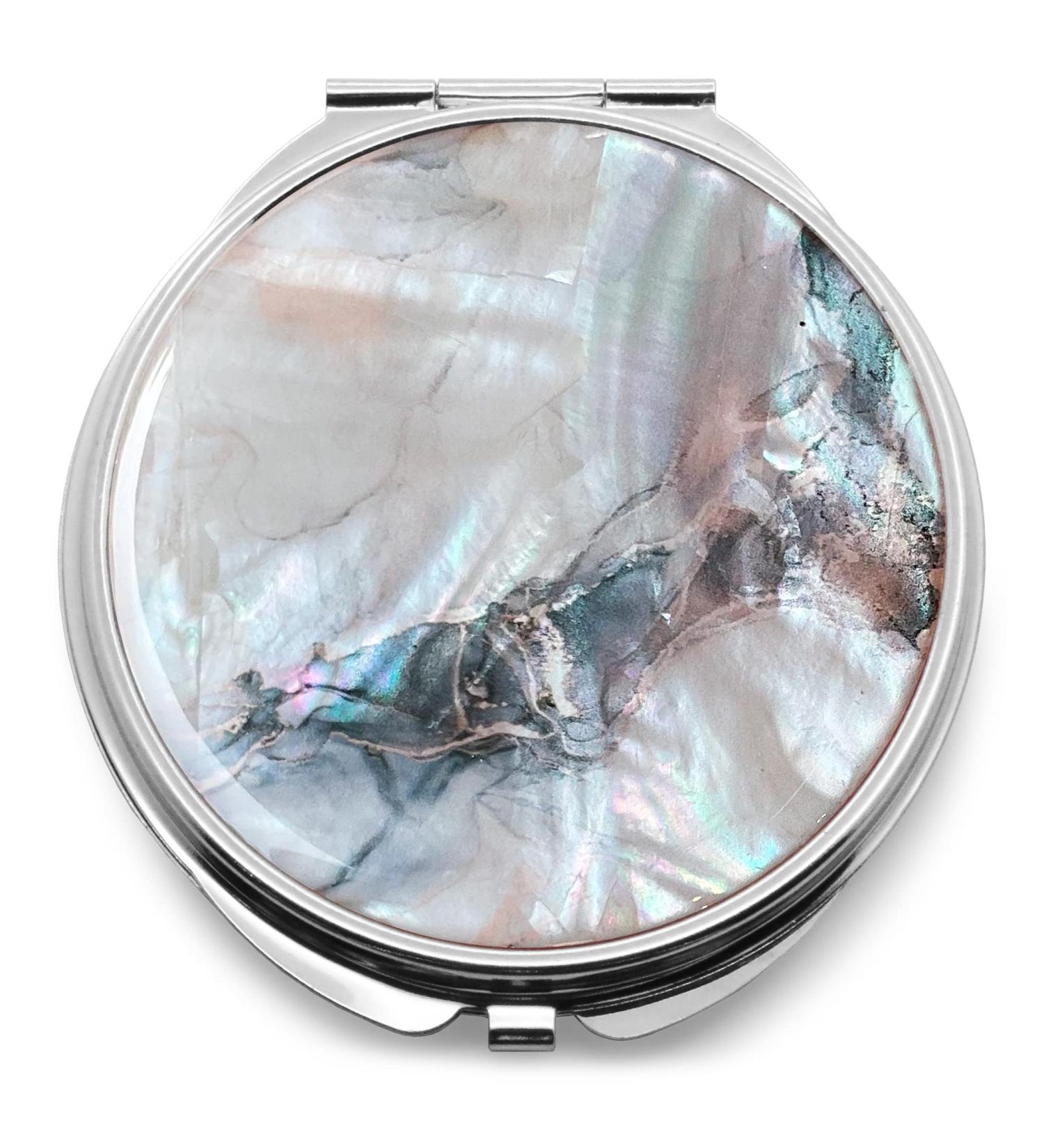 Stunning Mother of Pearl Compact Makeup Travel Mirror - Marble Gold Design | MADDesign - Buy Online on SooperMarket.com