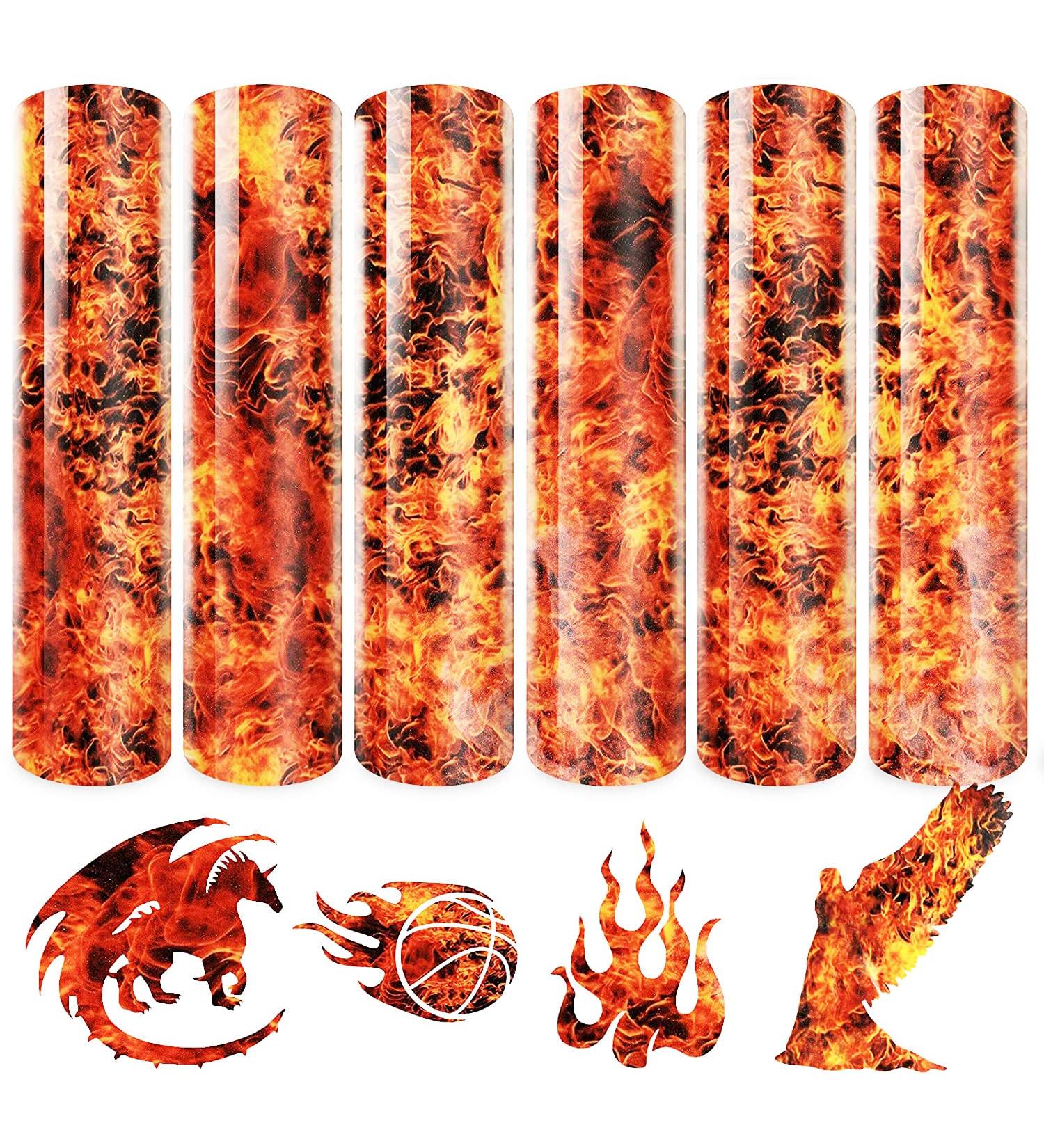 Tintnut Flame HTV 12x10 inch 6 Sheet Winter Fire Heat Transfer Vinyl for DIY T-Shirts - Buy Online on SooperMarket.com