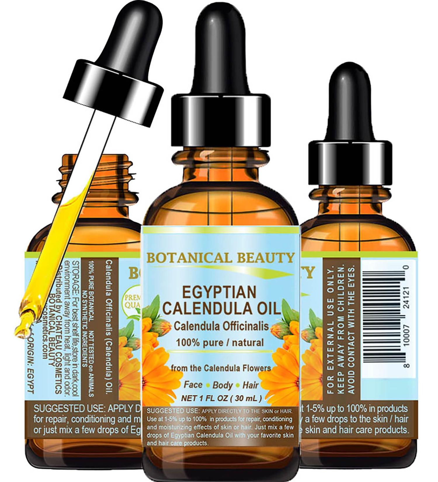 Buy Pure Egyptian Calendula Oil | Natural Moisturizer for Face Skin Hair & Nails | Botanical Beauty 1 Fl Oz (30 ml - Buy Online on SooperMarket.com