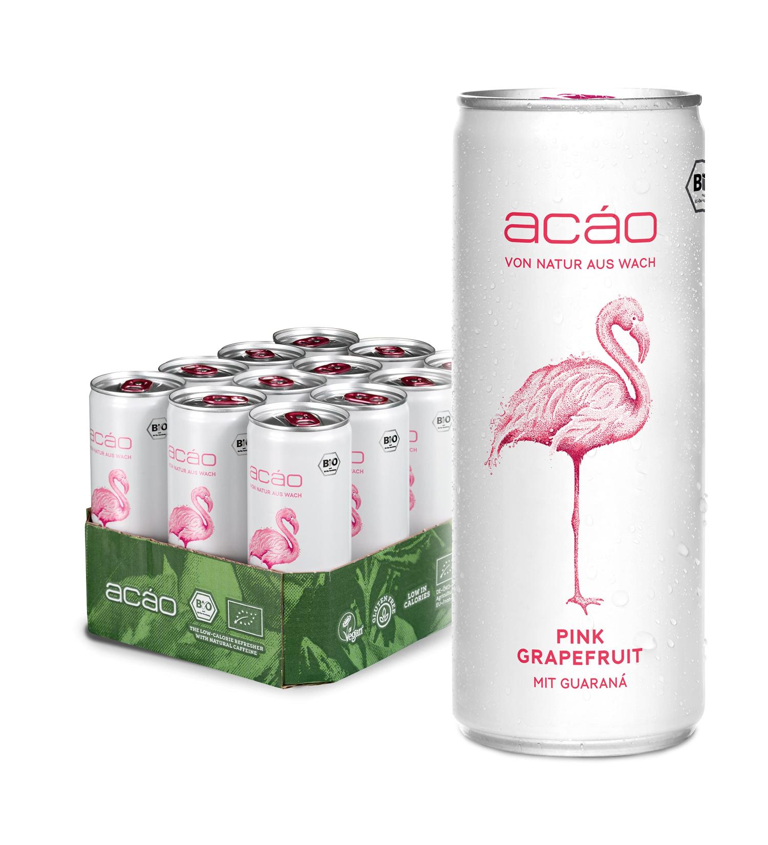 Buy Ac o Pink Grapefruit Organic Drink | 12-Pack 250ml Cans | Low-Calorie Vegan Energy Alternative | Eco-Friendly & Bio-Certified - Buy Online on SooperMarket.com