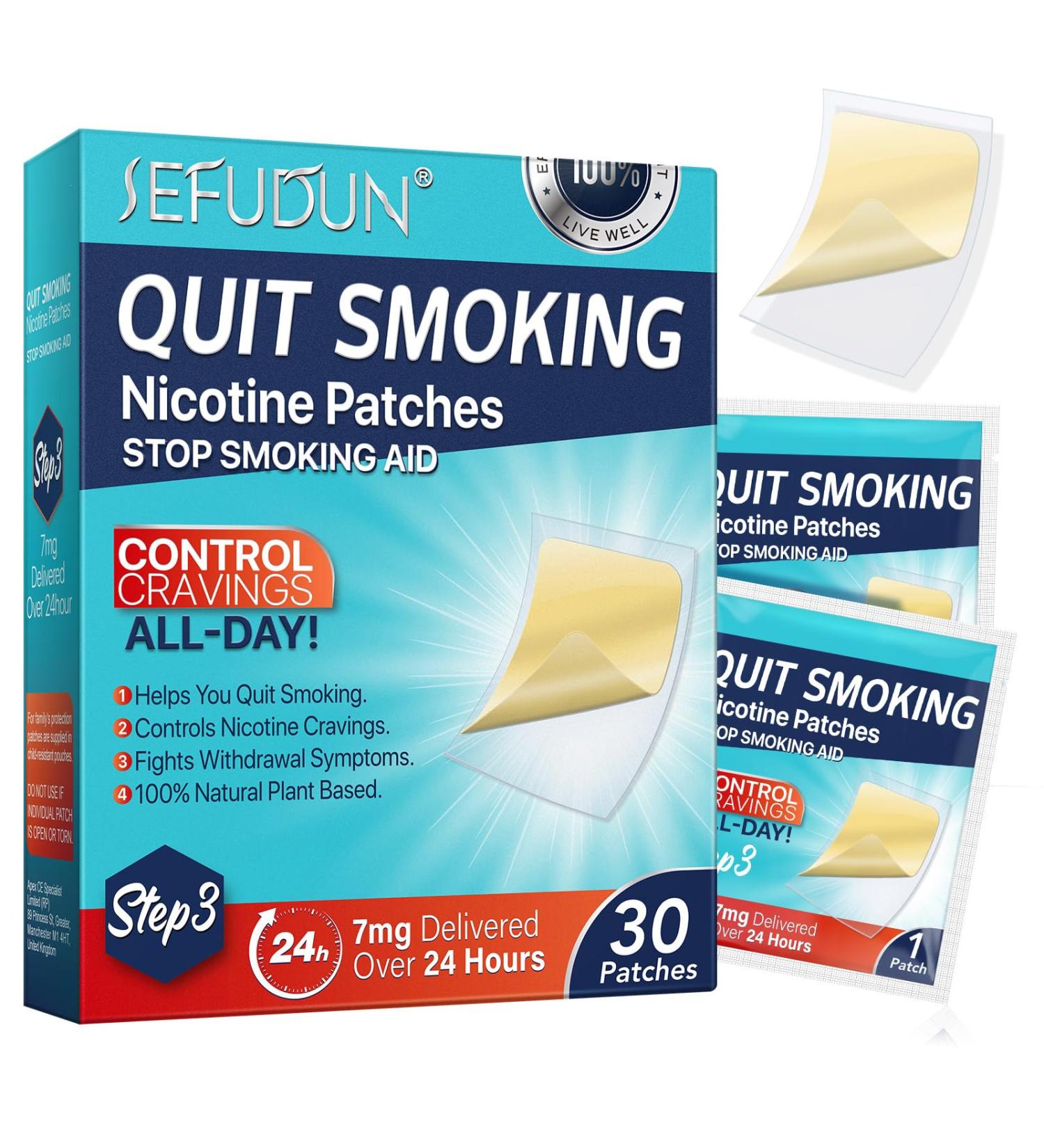 Quit Smoking Patches Step 3 - 7 mg Quit Patches 30 Count- Stop Aid to Help Quit That Work Transdermal System Patch - Delivered Over 24 Hours Behavioral Support Program Information Included (Step3-30PC) - Buy Online on SooperMarket.com