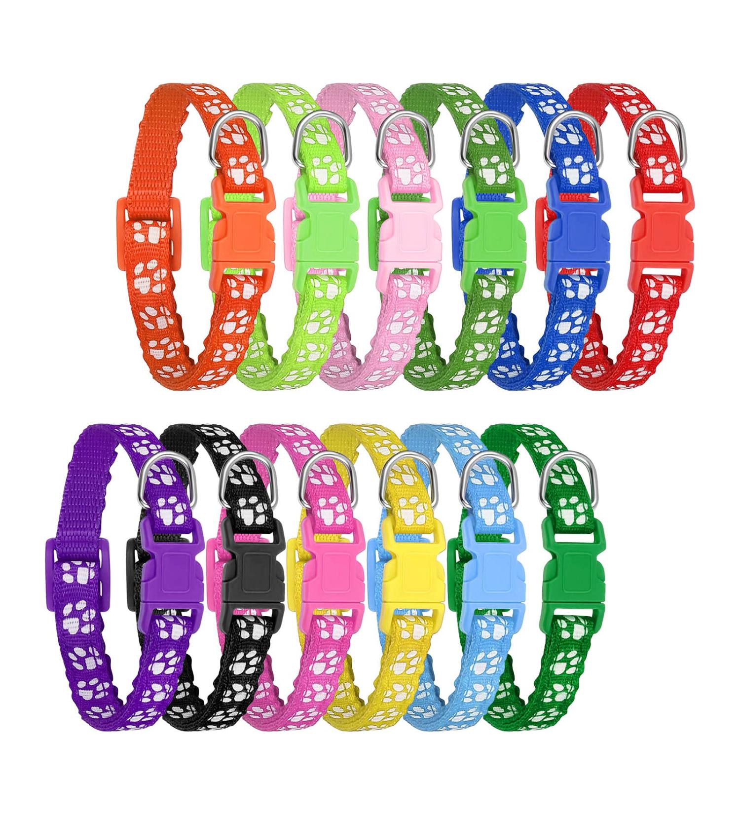 Heyu-Lotus 12-Pack Puppy Collars Paw Print Puppy Whelping Collars Quick Release Buckle Adjustable Leash Pet Safety Collars for Puppies and Cats (M) - Buy Online on SooperMarket.com