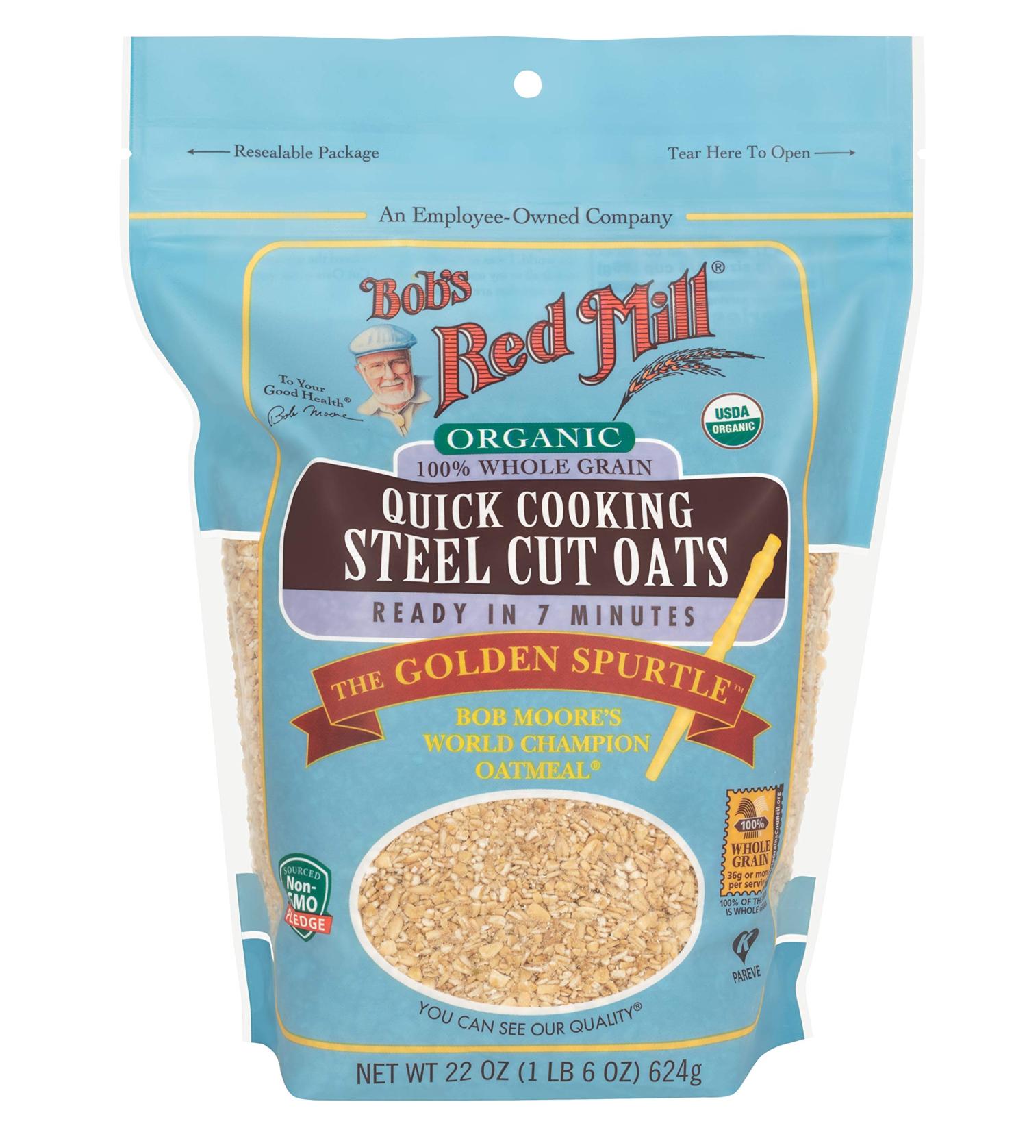 Bob's Red Mill Organic Quick Cook Steel Cut Oats (22 Ounce, Pack of 2) 1.38 Pound (Pack of 2)