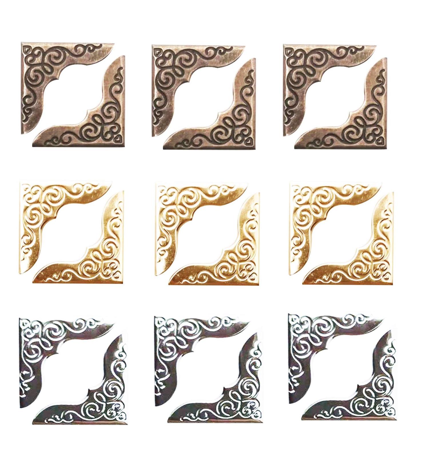 Book Corner Protector Metal Corner Cover for Scrapbook Album Menu Folder Include 50PCS Gold  50PCS Silver and 50PCS Bronze (150PCS) - Buy Online on SooperMarket.com