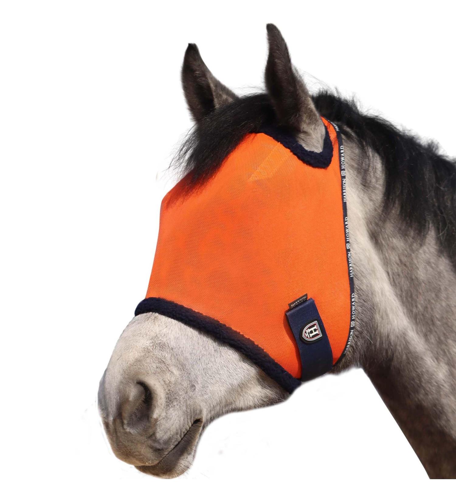 Harrison Howard All Round Mesh Horse Fly Mask UV Protective with Fleece Padded Edging - Vibrant Orange - Size M Medium (Cob) - Buy Online on SooperMarket.com
