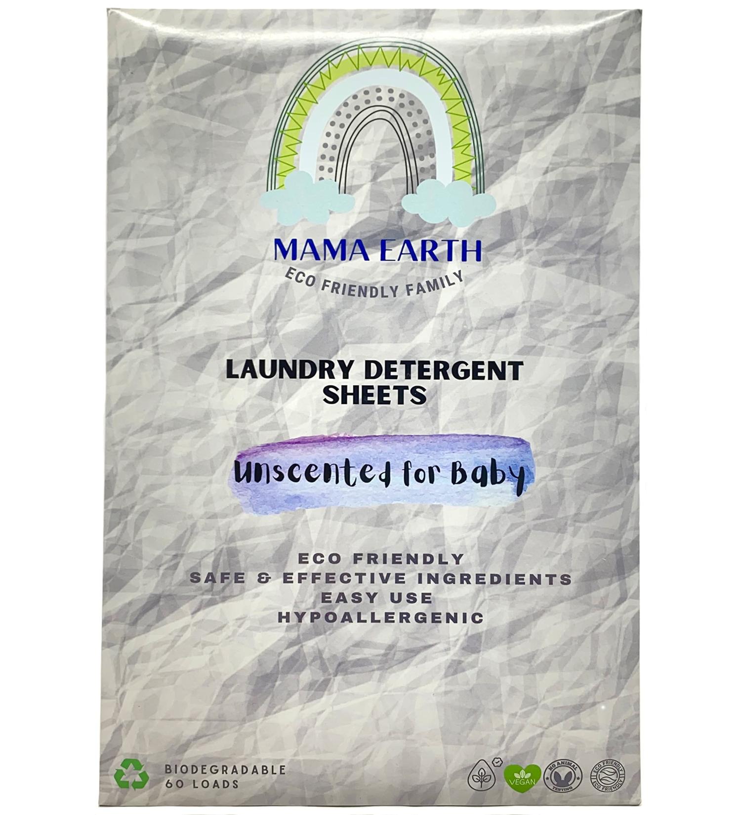 Laundry Detergent Sheets - MAMA EARTH | Eco-friendly Biodegradable Plastic Free | 60 Loads Unscented - International Shipping Available - Buy Online on SooperMarket.com