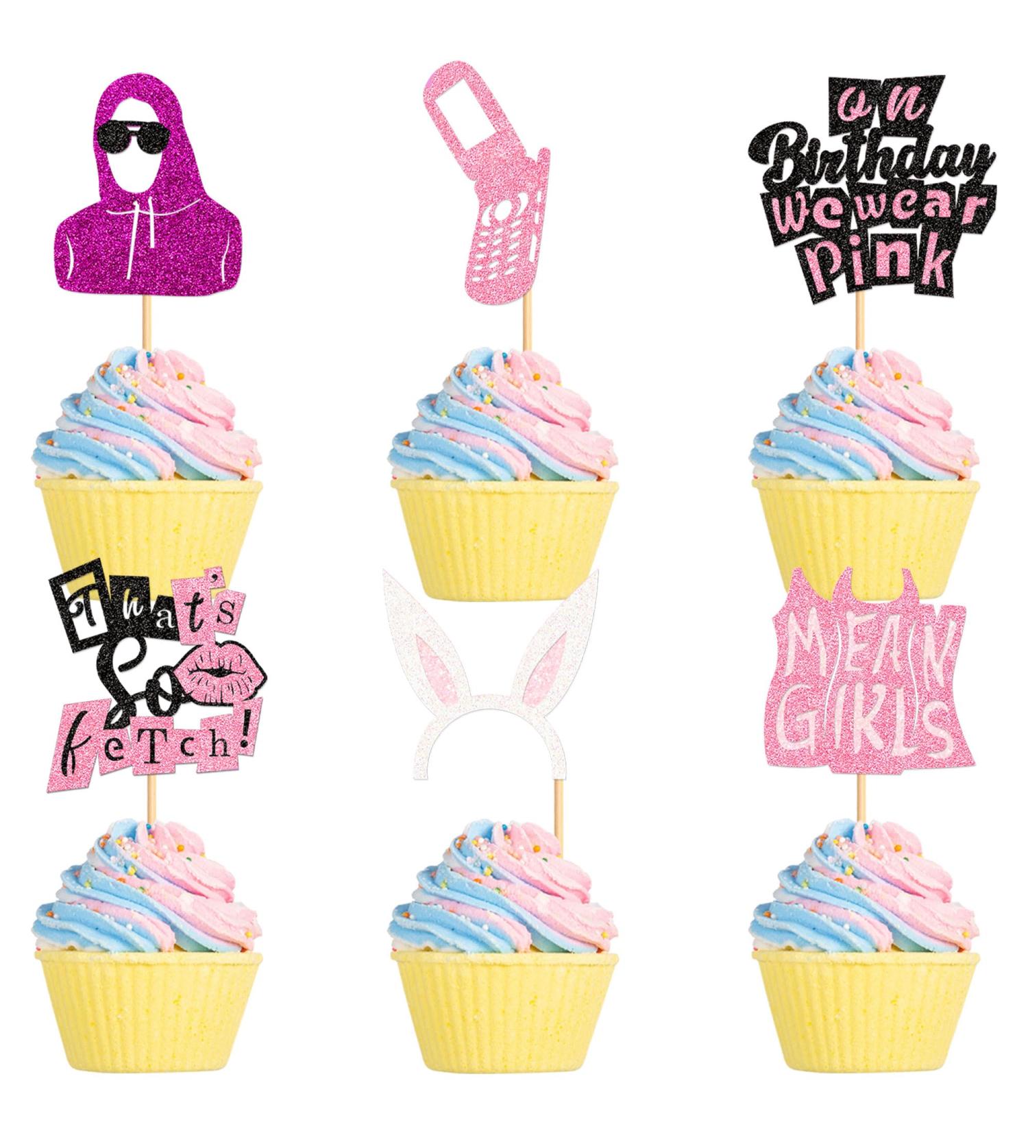 Cyodoos Mean Girl Cupcake Toppers Mean Girl Birthday Party Decoration Cake Toppers Single Women Pink Party Cake Decoration Supplies Wedding Bride Shower Decoration Supplies Pink4 - Buy Online on SooperMarket.com