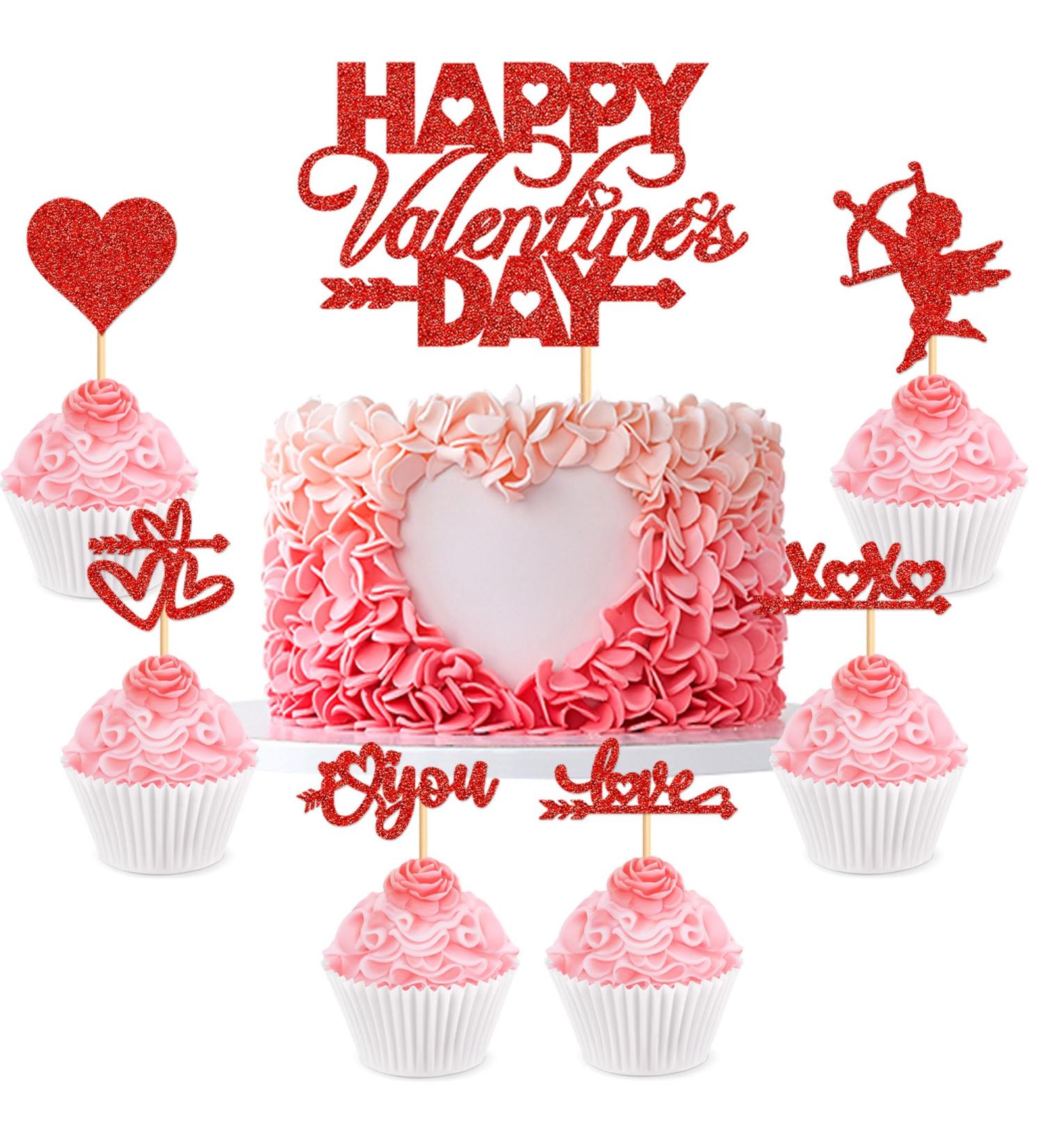 25 PCS Valentine's day Cupcake Toppers Red Glitter Sweet Love Cupid Cupcake Food Picks Valentine's Day Theme Wedding Bridal Shower Birthday Party Cake Decorations Supplies Cy-24-xs-108 - Buy Online on SooperMarket.com