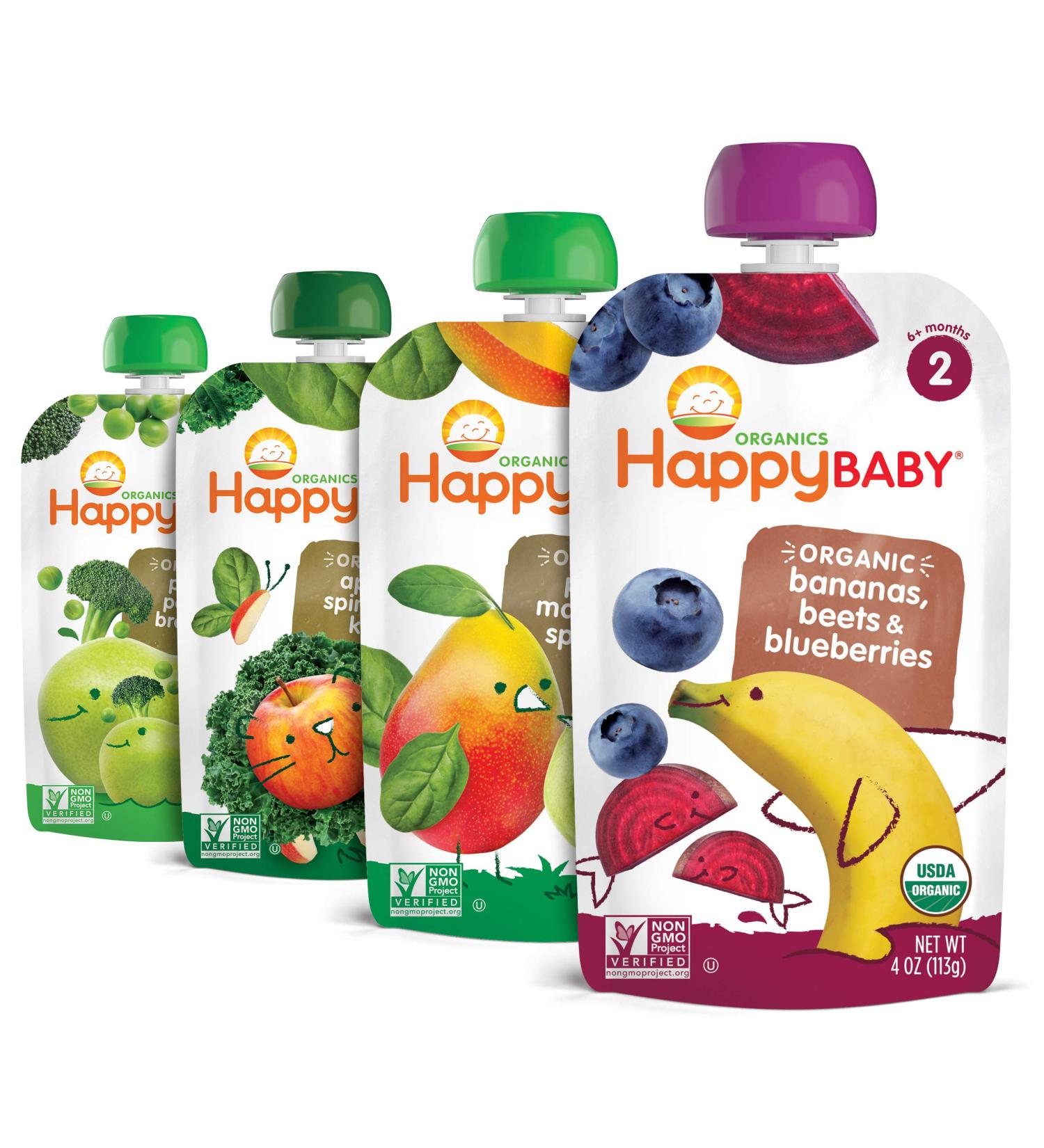 Happy Baby Organics Stage 2 Combo Baby Food Variety Pack - 16 x 4oz - Organic & Nutritious - Buy Online on SooperMarket.com