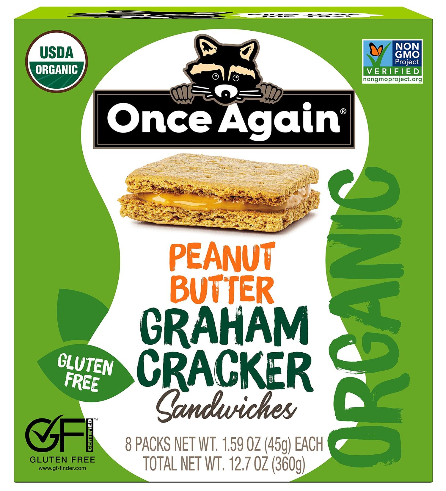 Organic Peanut Butter Graham Cracker Sandwiches - Gluten Free & Non-GMO - Vegan & Kosher - 8 Pack Box - Buy Online on SooperMarket.com