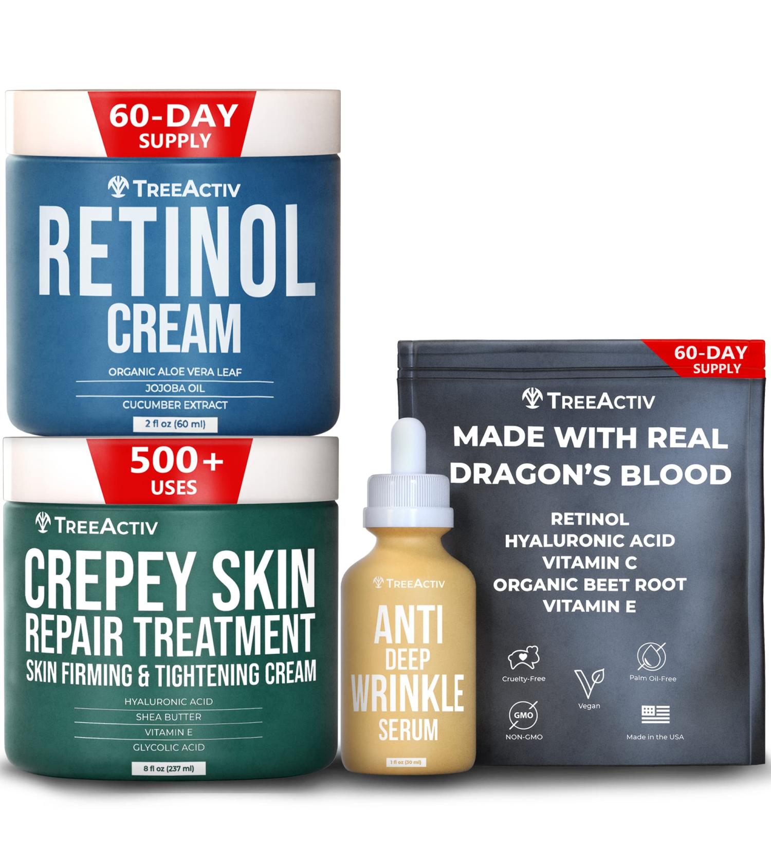 TreeActiv Crepey Skin Repair Treatment with Retinol for Face & Body | Anti-Wrinkle Serum - Buy Online on SooperMarket.com