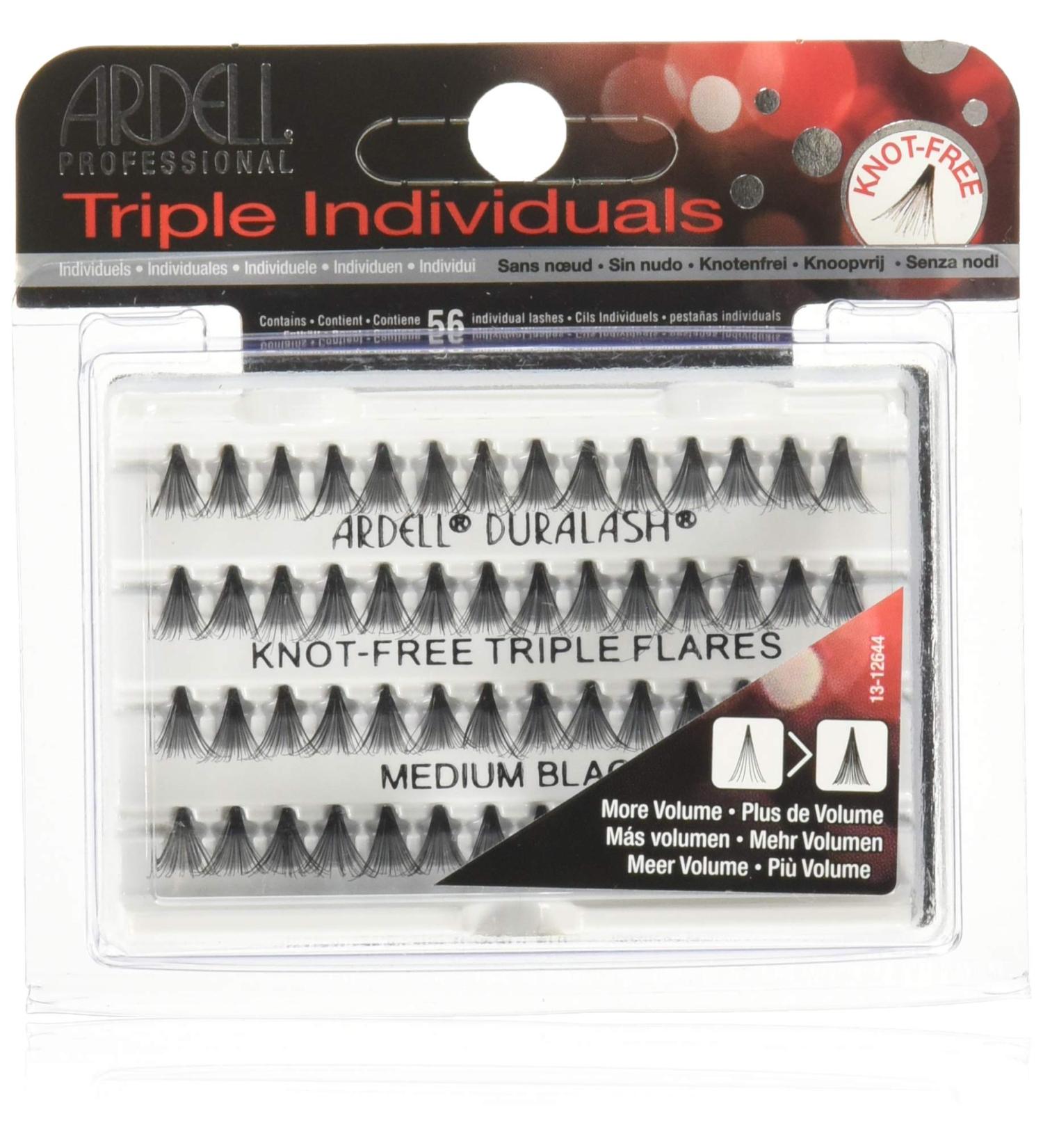 ARDELL Triple Individuals Knot-Free Eye Lashes  Medium  Black