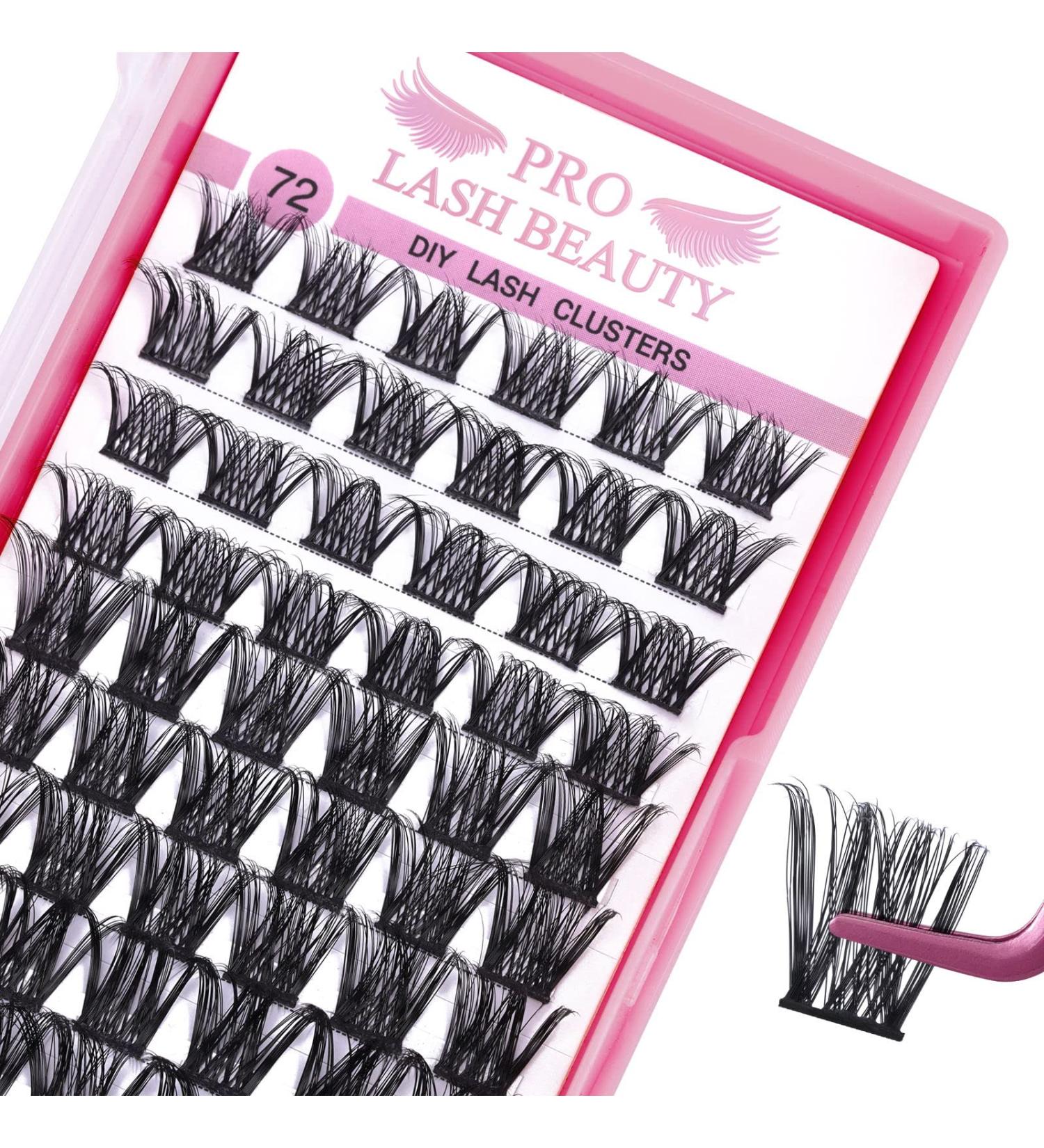 Cluster Lashes 72 Pcs Individual Lashes - Reusable DIY Eyelash Extension (16mm) - Super Thin Band - Soft & Comfortable - Into You-01 Style - Buy Online on SooperMarket.com