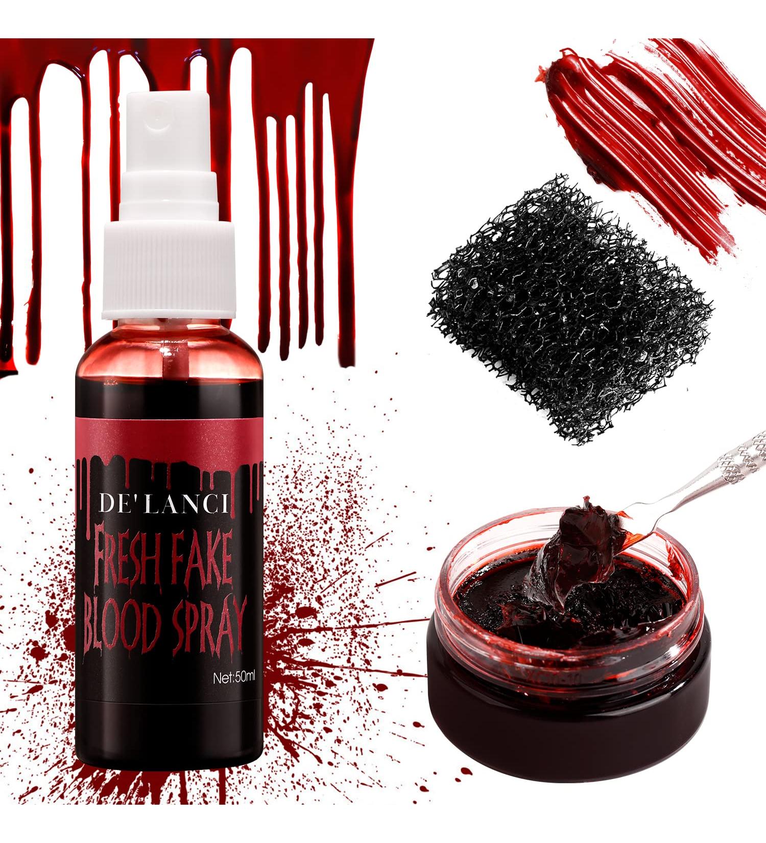 DE'LANCI Fake Blood Spray Splatter & Fake Scabs Gel Kit - Halloween Makeup for Vampire, Zombie & SFX Wound - Buy Online on SooperMarket.com