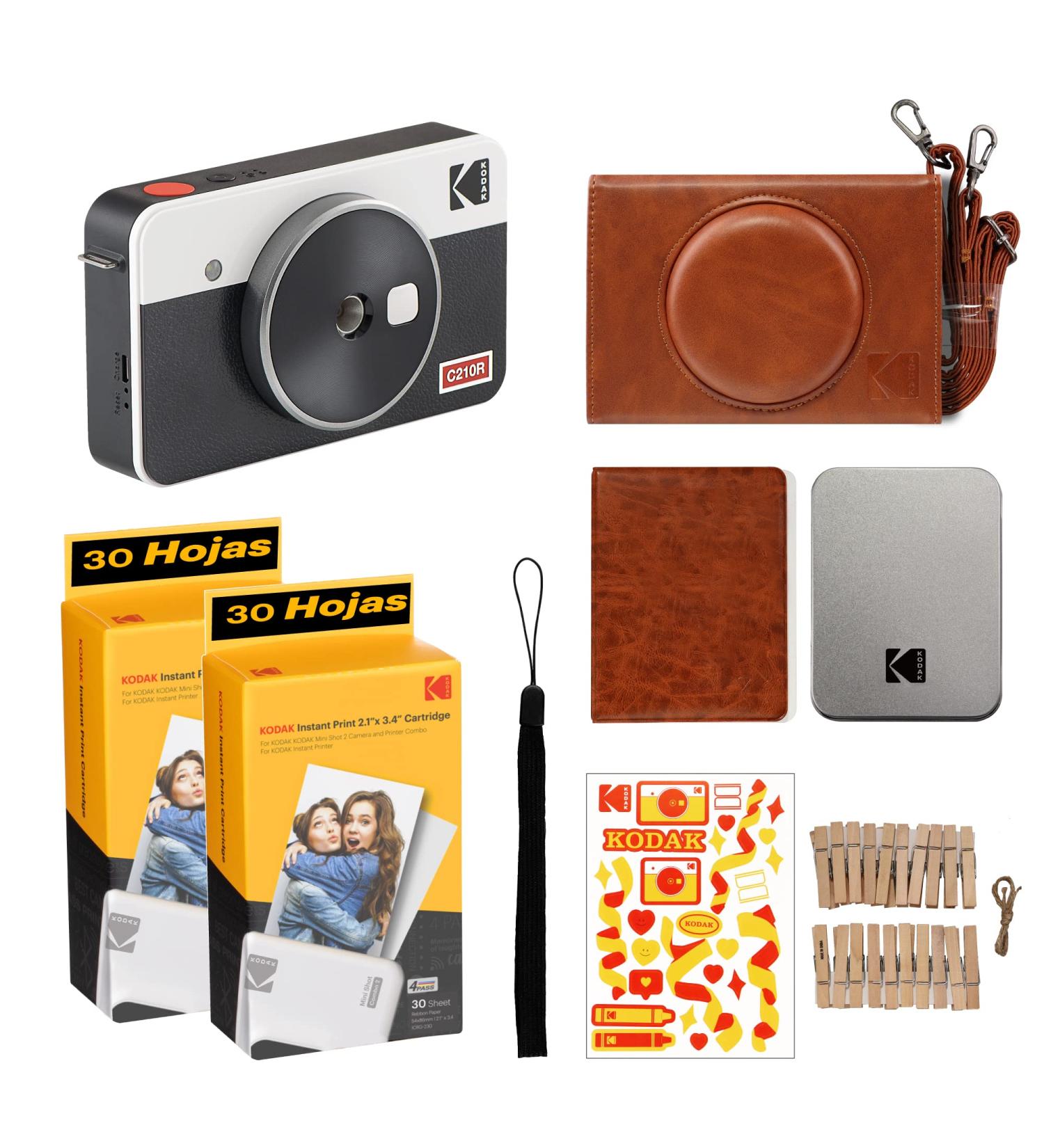 KODAK Mini Shot 2 Retro 4PASS 2-in-1 Instant Camera Printer Bundle - White (68 Sheets + Accessories) - Buy Online on SooperMarket.com