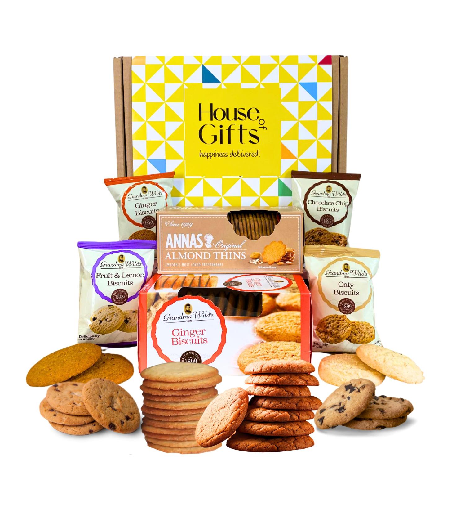 Biscuits Gift Set Biscuit Hamper Including Ginger Biscuits Almond Thins & 4 Packets of Grandma Wild's Classic Biscuits | Biscuit Lovers Gift - Buy Online on SooperMarket.com