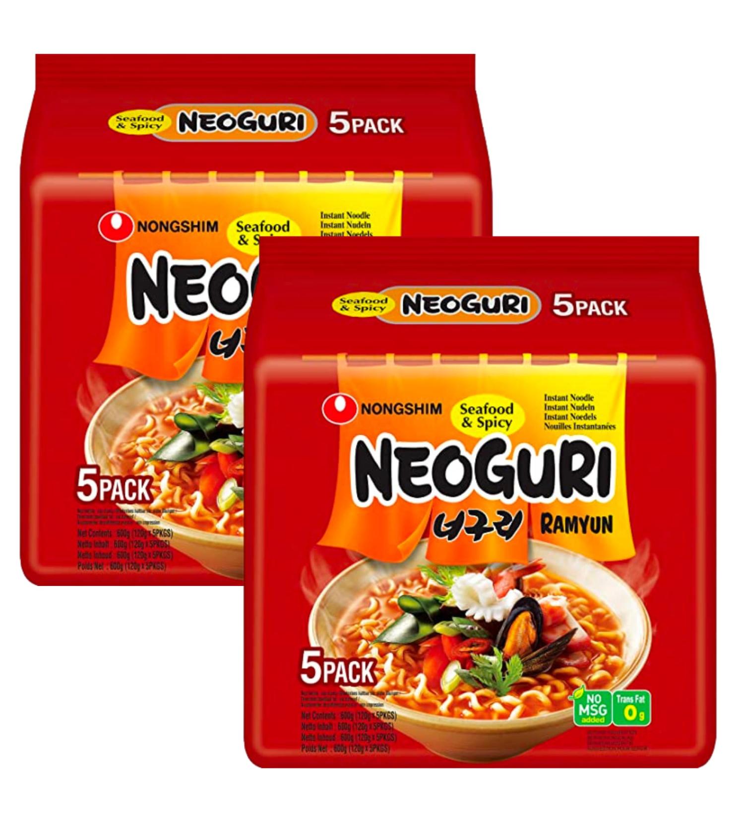Nongshim Neoguri Seafood and Spicy Flavour 120g (Pack of 10) - Instant Korean Ramen Noodle - Buy Online on SooperMarket.com
