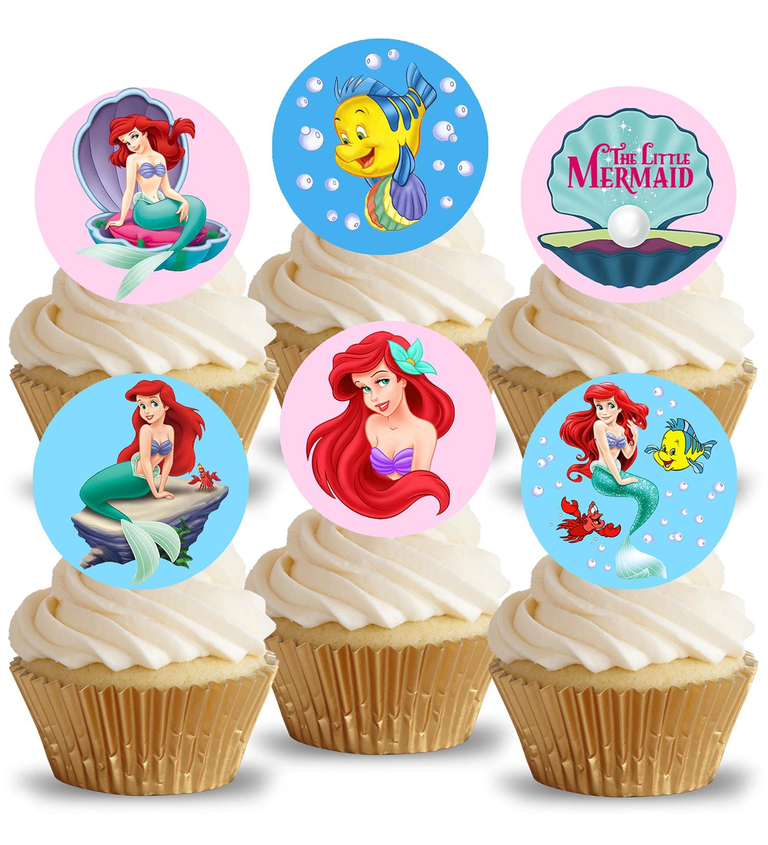 24 x Pre-Cut The Little Mermaid 1 Edible Stand up Wafer/Rice Paper Cupcake Cake Dessert Toppers Birthday Children's Party Ariel Decorations (The Little Mermaid 1) - Buy Online on SooperMarket.com