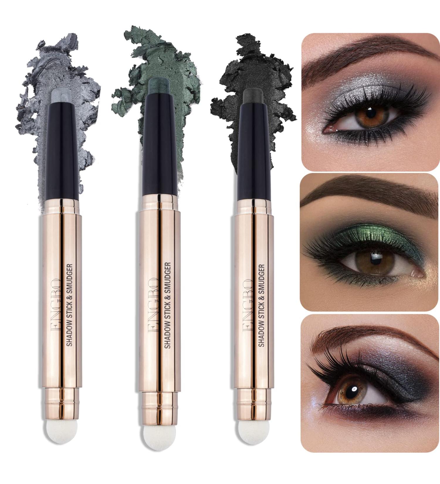 Enfuntins 3 Pcs Cream Glitter Eyeshadow Stick Set | Waterproof & Hypoallergenic Smokey Eye Makeup | Long Lasting & Easy to Smudge - Buy Online on SooperMarket.com