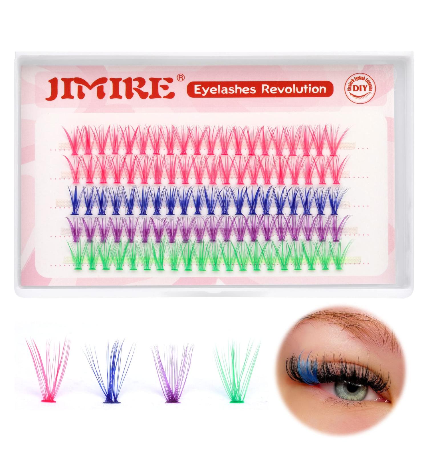 JIMIRE CL03 Colored Lash Clusters Individual Eyelashes - 100Pcs 14mm 3D Effect Pink Lashes for DIY Eyelash Extensions - CC Curl Wispy, Natural Look, Reusable Pack - 4 Colors - Buy Online on SooperMarket.com