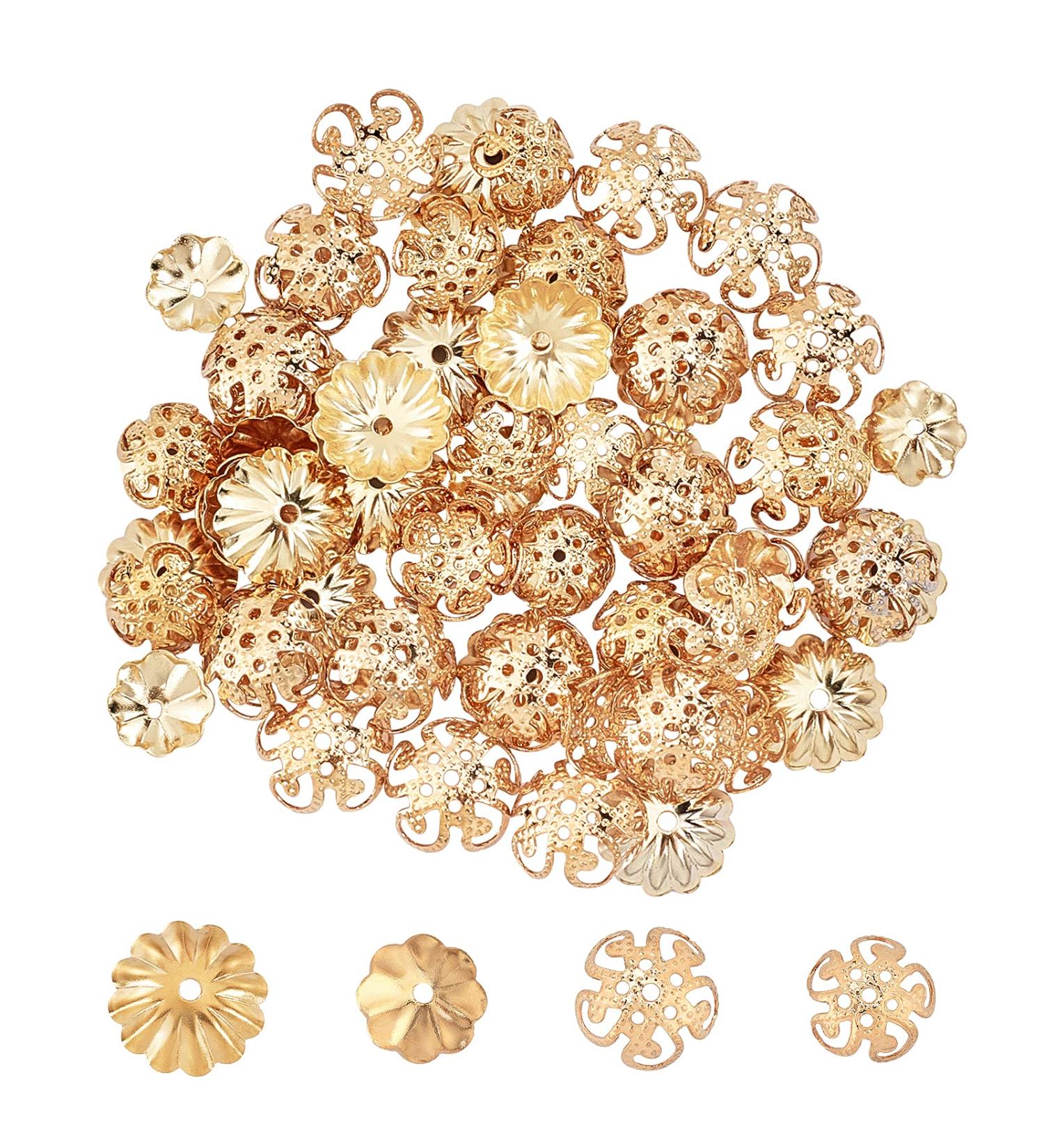 UNICRAFTALE 80pcs Golden Flower Bead Caps & Spacers Set - Stainless Steel End Caps for Jewelry Making - 4 Styles, 4 Sizes - Buy Online on SooperMarket.com