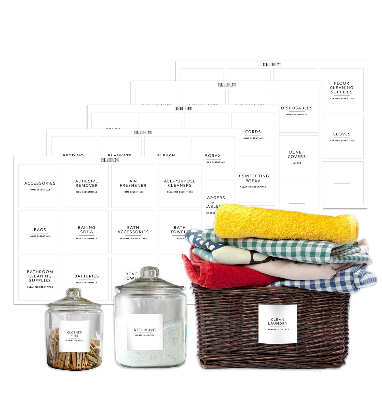 Dekluttr 144 Minimalist Laundry Labels for Linen & Laundry Room Organization - Buy Online on SooperMarket.com