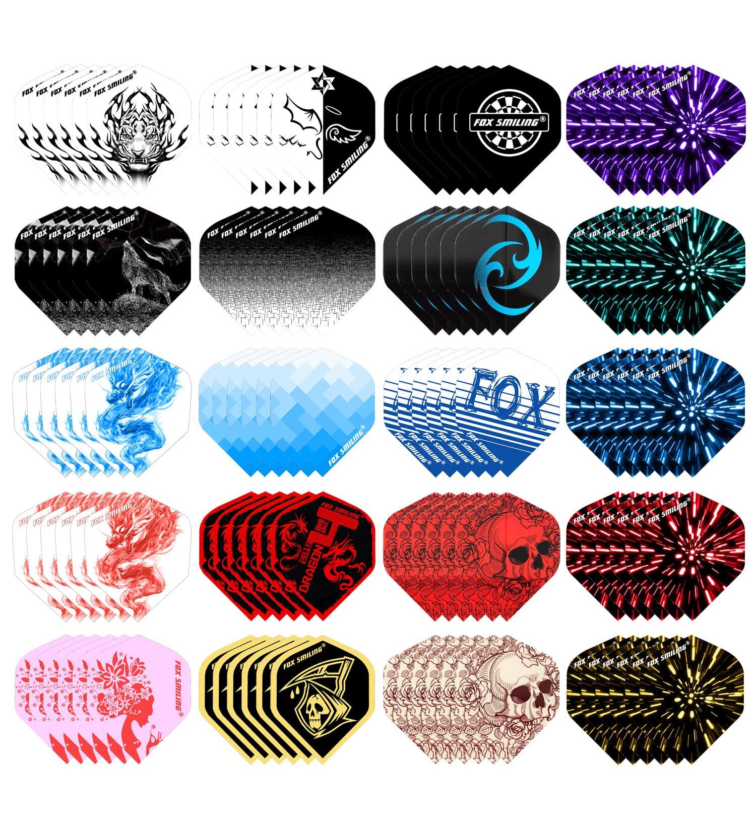 FOX SMILING Dart Flights Accessories Kit - 120PCS (20 Designs) PET Replacement Wings for Steel Tip and Soft Tip Darts - Buy Online on SooperMarket.com