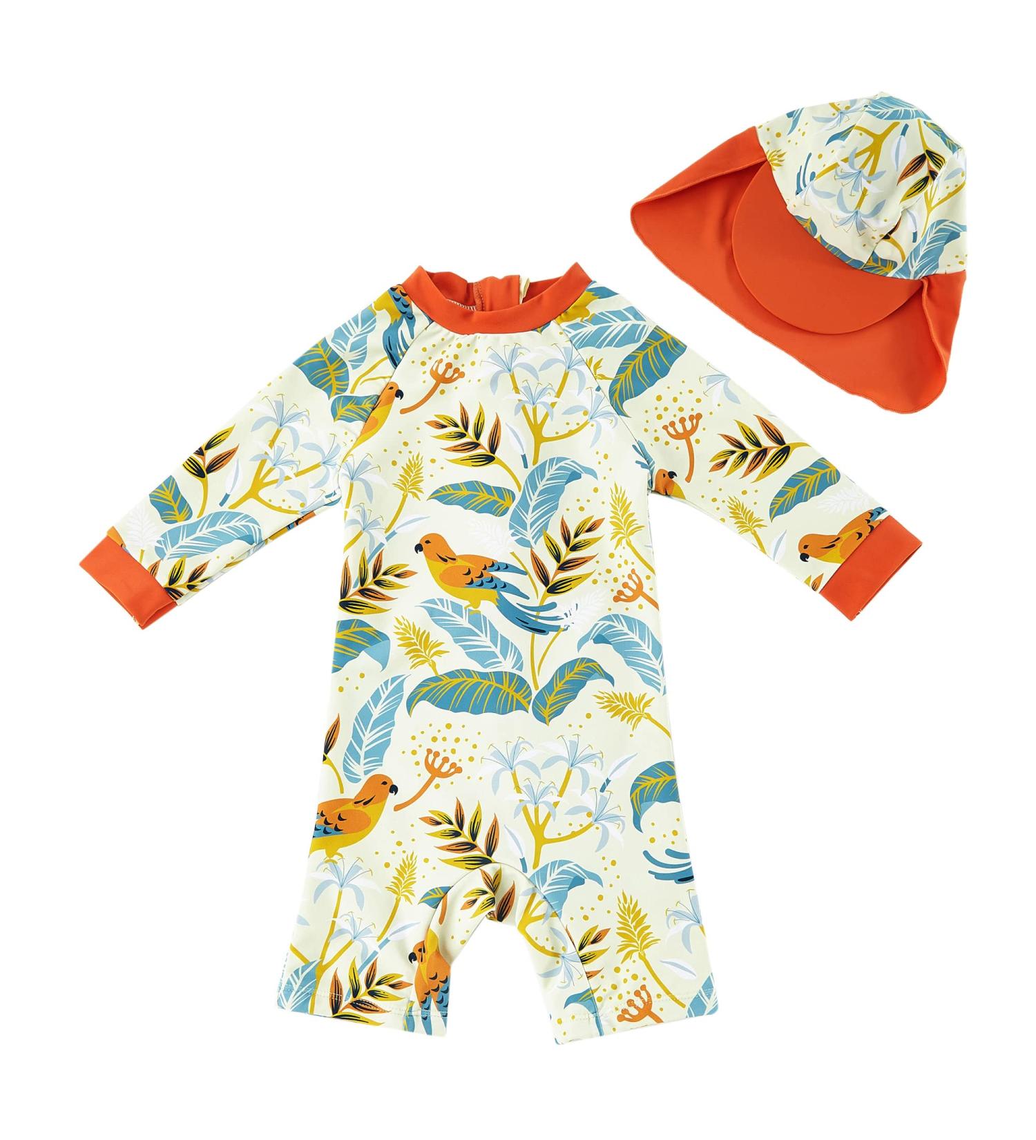 UPF 50+ Baby Boy Swimwear Set with Sun Hat | Infant Toddler One Piece Zip Swimsuit for 12-18 Months | Sun Protection Bathing Suit by Upandfast - Buy Online on SooperMarket.com