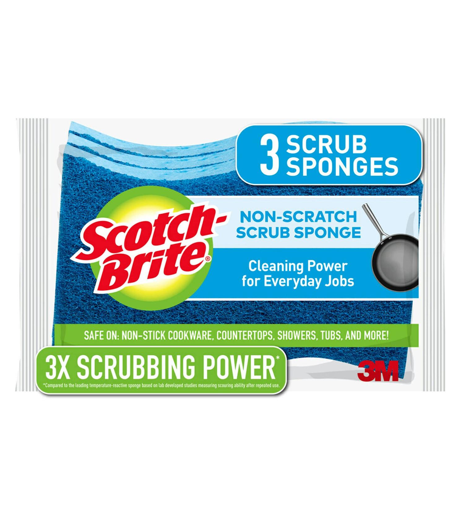 Scotch-Brite Non-Scratch Scrub Sponges - 3 Pack for Dishes & Kitchen Cleaning - Buy Online on SooperMarket.com