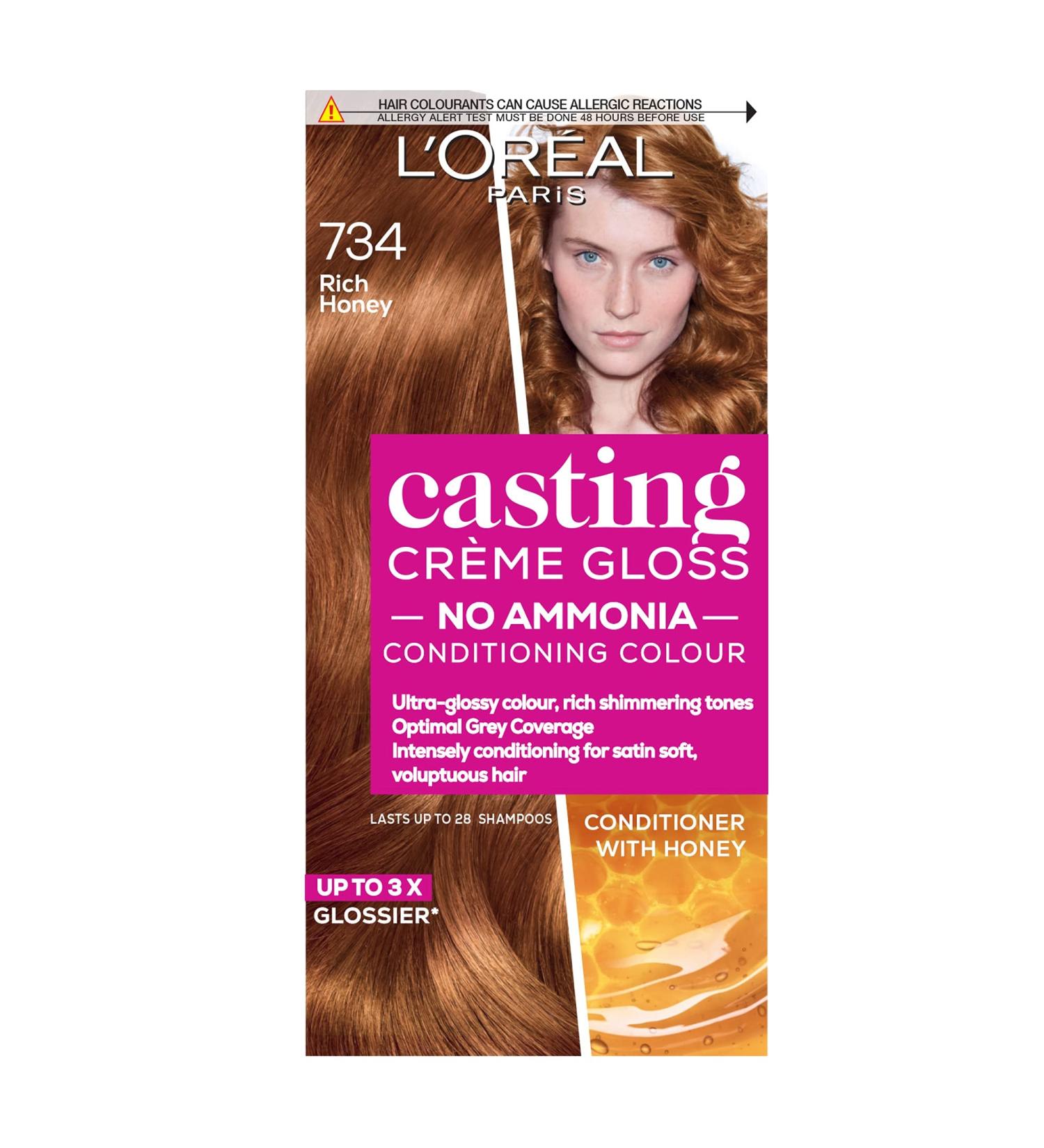L'Oreal Paris Casting Creme Gloss 734 Rich Honey Blonde - Semi-Permanent Hair Dye for Radiant Color & Grey Coverage - Buy Online on SooperMarket.com