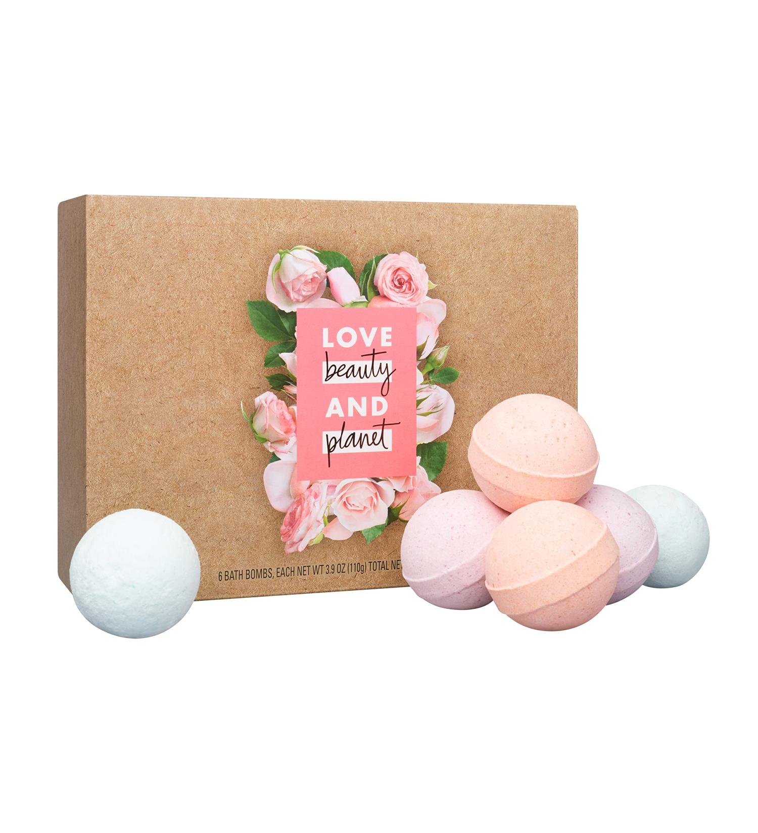Love Beauty and Planet Bath Bombs Gift Set - Pampering Gift Ideas for Her | Wife - Murumuru Butter, Rose, Coconut Water, Mimosa, Argan Oil, Lavender - Paraben Free - Buy Online on SooperMarket.com