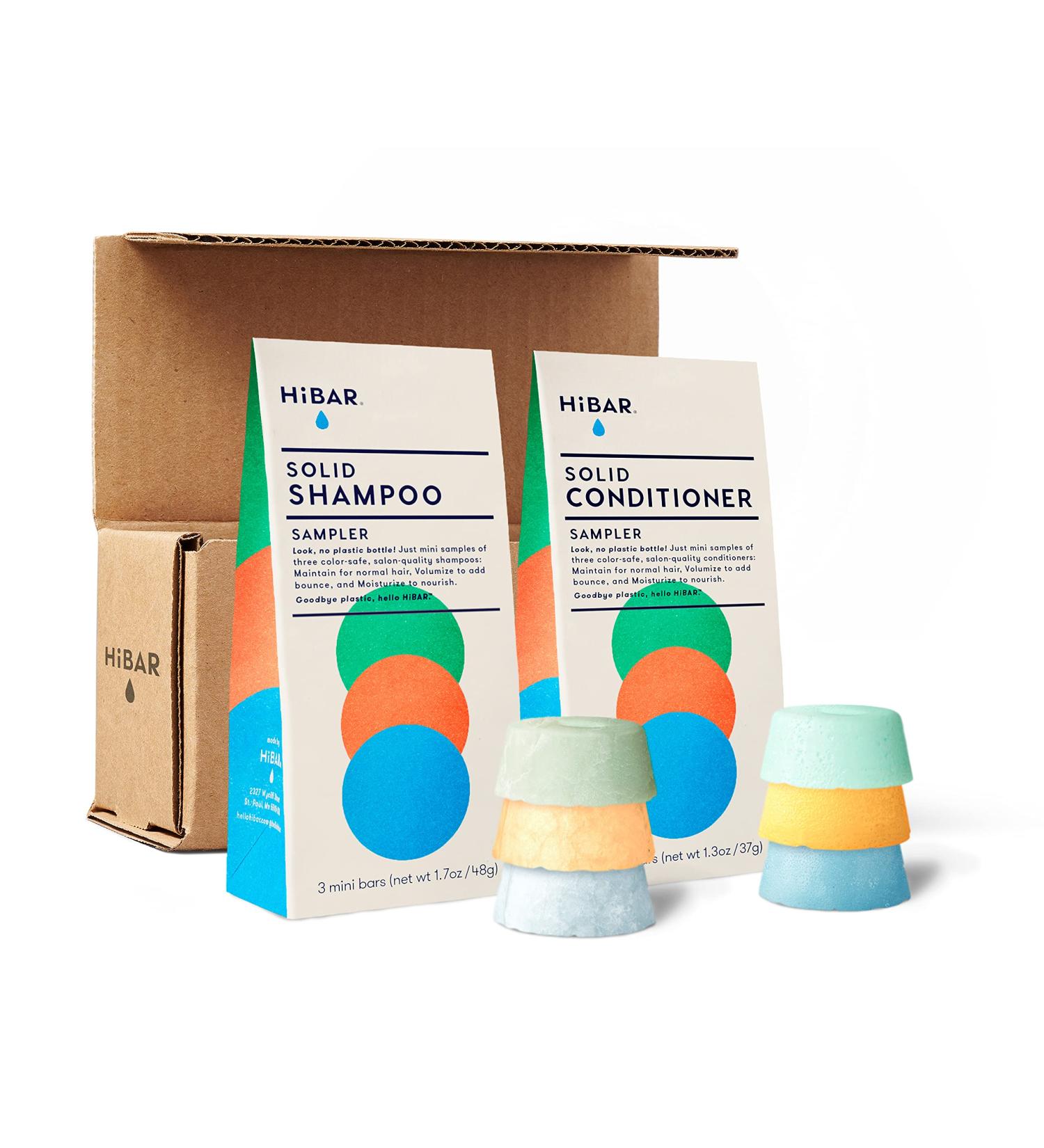 HiBAR Shampoo and Conditioner Bar Set - All Natural Hair Care - Plastic Free - Travel Size - Color Safe - Eco Friendly - Solid Sustainable Bars - Zero Waste (Sample Set) - Buy Online on SooperMarket.com