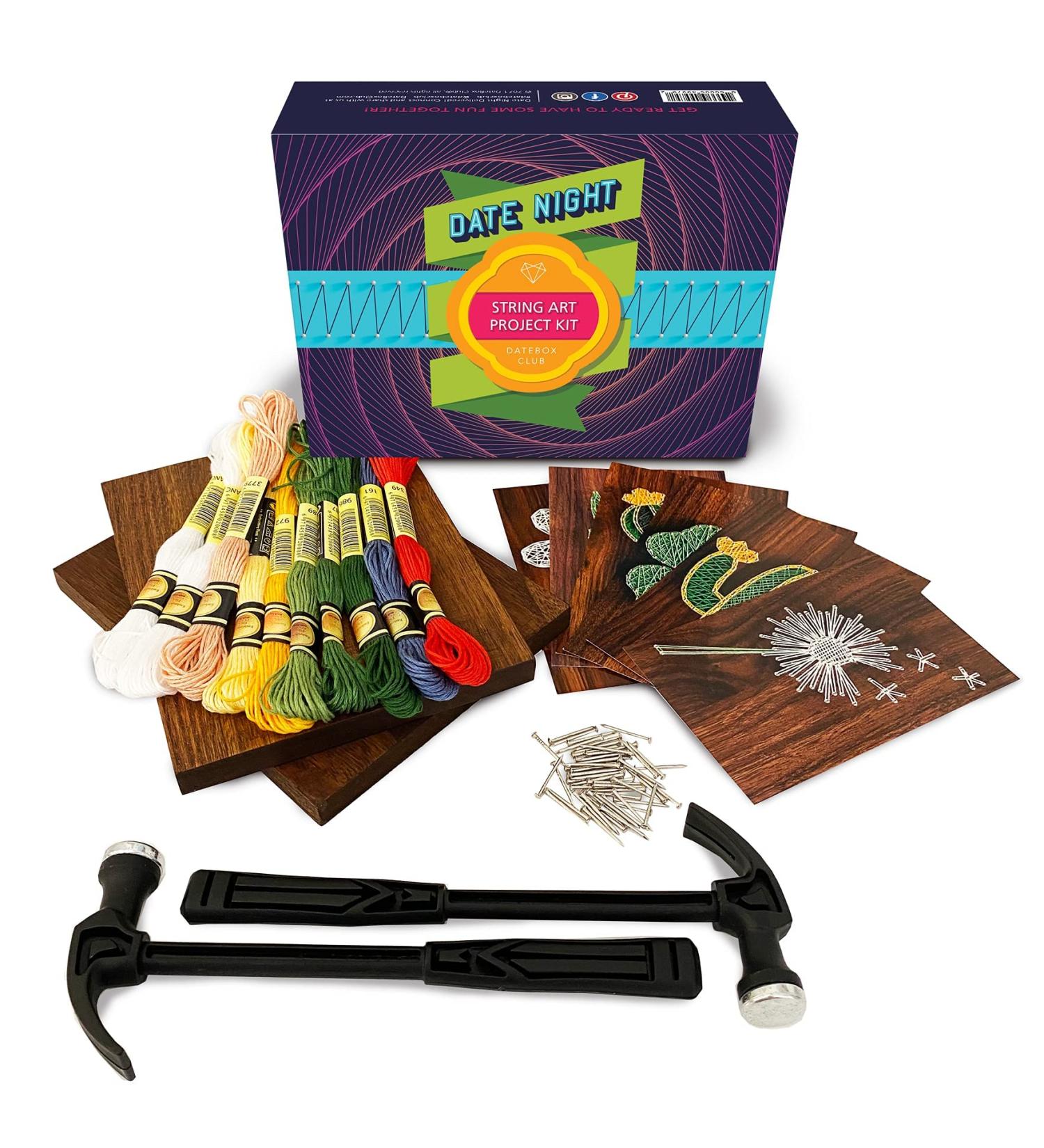 DateBox Club Date Night Box Mini  Couples Gifts  with String Art Activity Couple Games  2 Boards  2 Hammers  Nails  Thread & 6 Patterns  2 Player Games  Date Night Ideas  Mindfulness Activities - Buy Online on SooperMarket.com