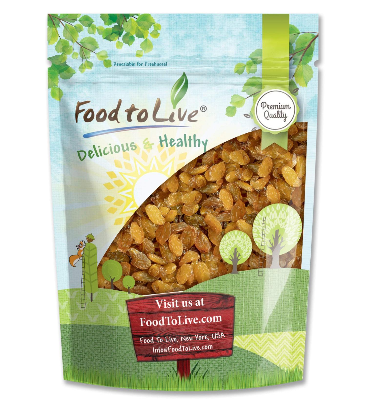 California Jumbo Golden Raisins 1.5 Pounds - Non-GMO, Sun-Dried, Seedless, Kosher, Vegan - Raw Bulk Pack - Buy Online on SooperMarket.com