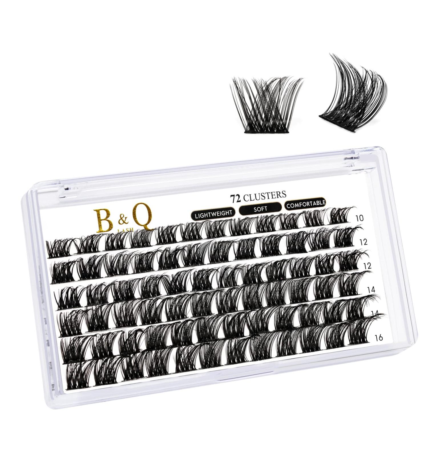 Cluster Lashes D Curl 14mm 72 Clusters B&Q - Volume Eyelash Clusters for DIY Lash Extensions - Soft Wispy Cluster Eyelash Extensions at Home - Buy Online on SooperMarket.com