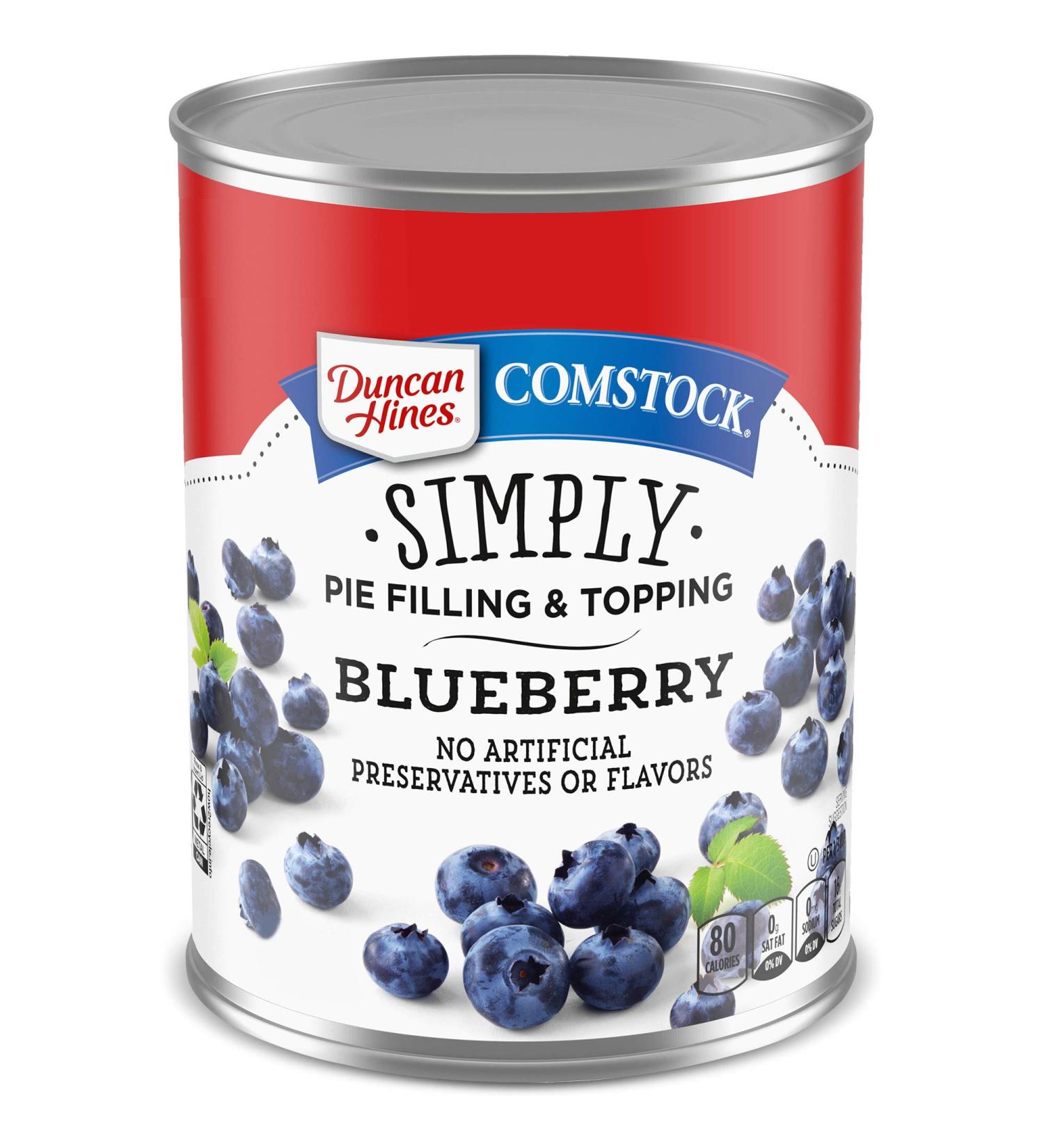 Duncan Hines Comstock Simply Blueberry Pie Filling 21oz (Pack of 8) - Delicious and Easy to Use! - Buy Online on SooperMarket.com