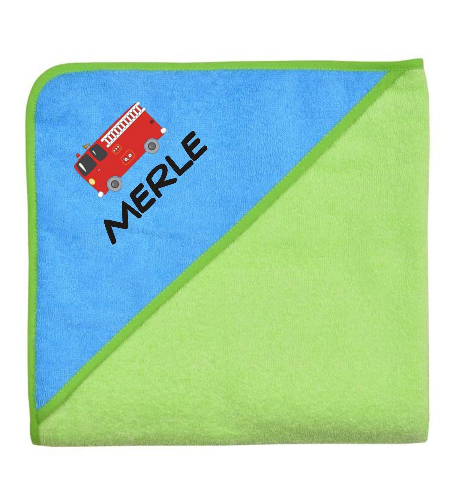 Personalized Wolimbo Hooded Towel for Baby & Children - Green & Turquoise - 140x140 cm - Custom Name & Motif - Buy Online on SooperMarket.com